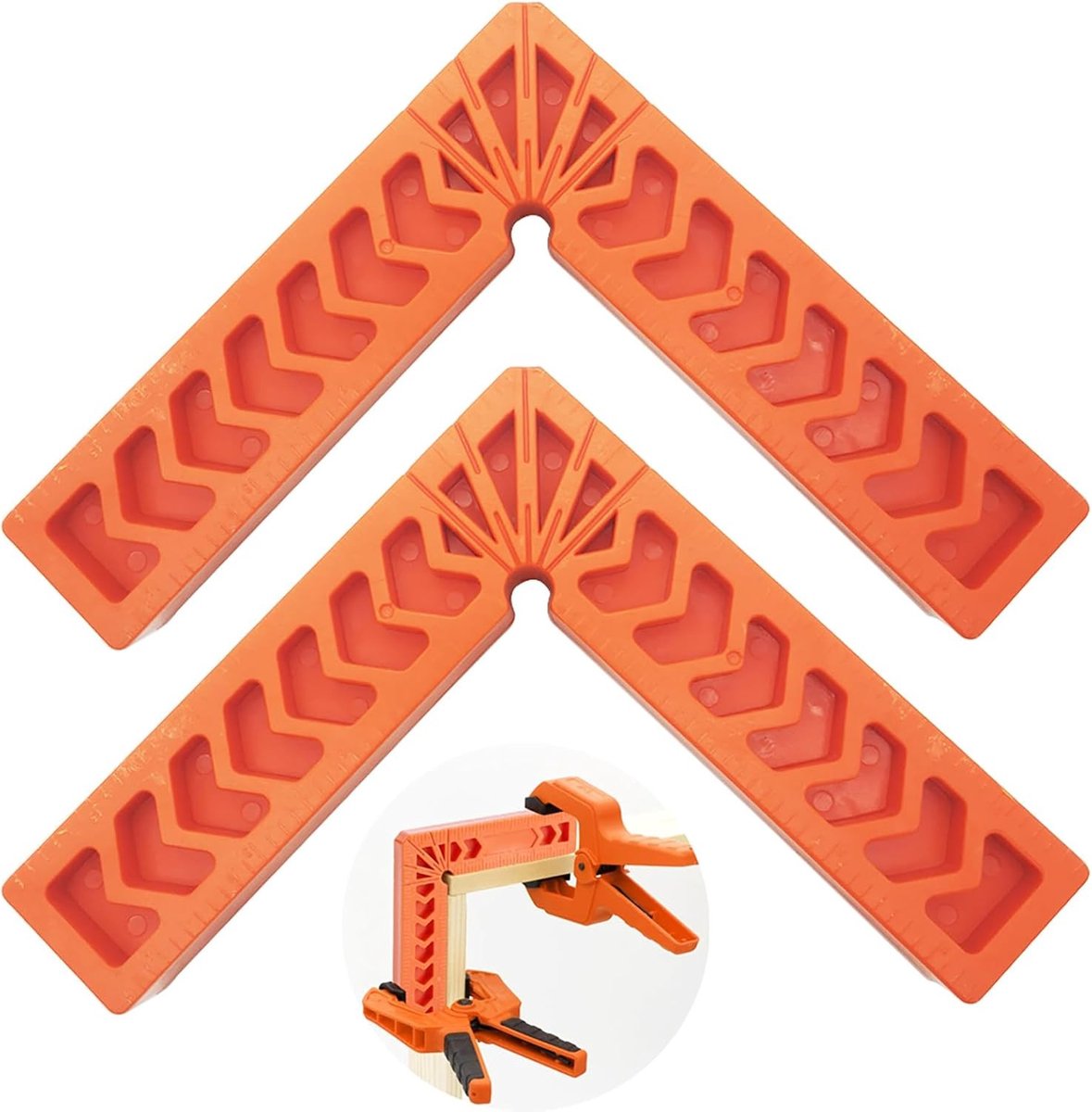 Hoekklem houtbewerking - Oranje - 15 x 15 x 3,5 cm - Kunststof 90 Graden Positioneringsvierkanten - Voor Precisiehoutwerk