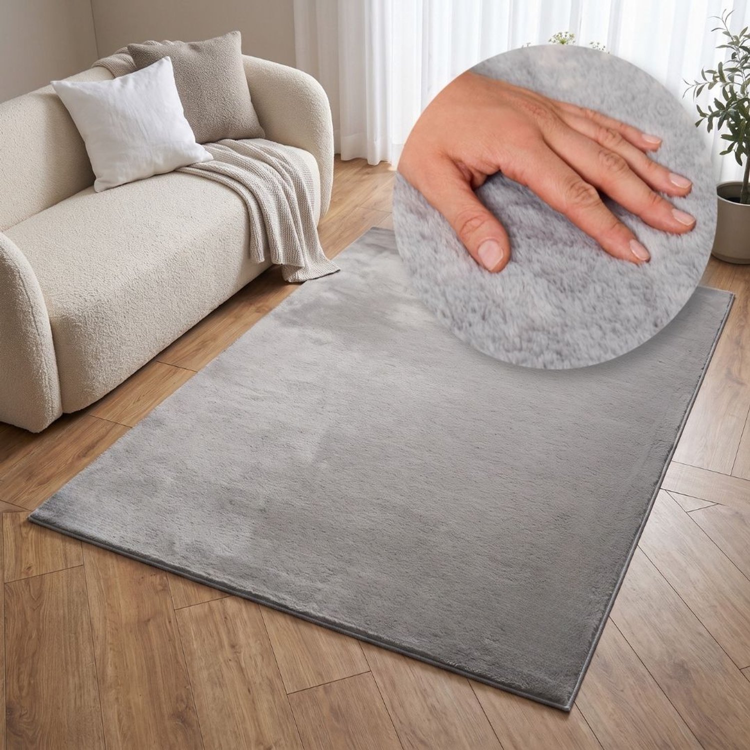 Tapiso Lumi Vloerkleed Lichtgrijs Zacht Antislip Wasbaar Slaapkamer Woonkamer Tapijt, foto 2