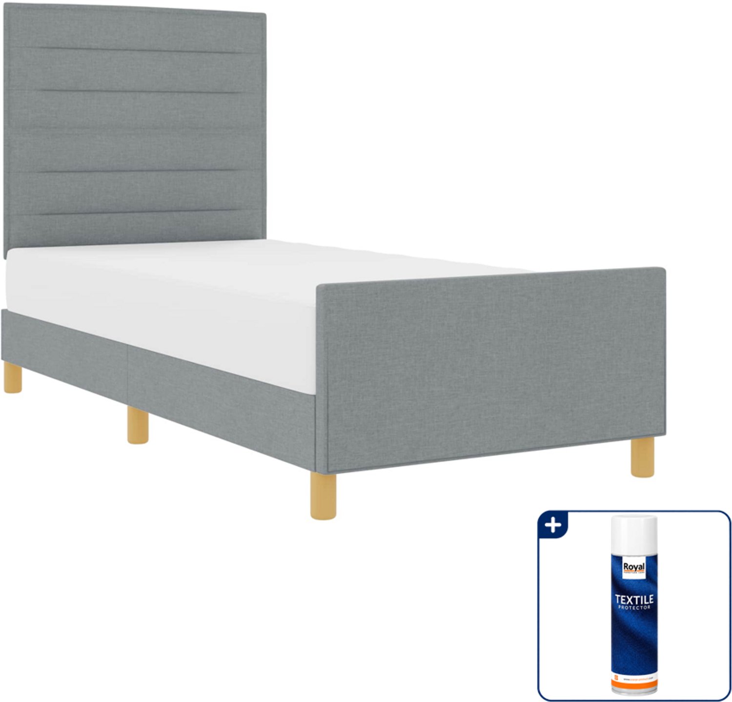 vidaXL Bedframe - 100 x 200 cm - stof - lichtgrijs - Inclusief textielbeschermer 500 ml