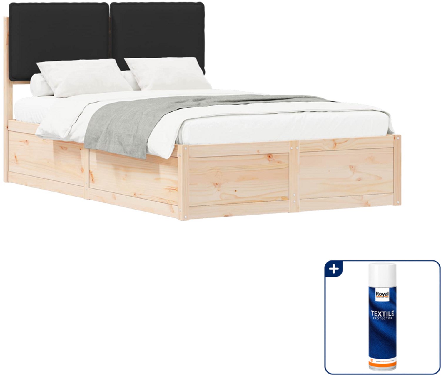 vidaXL bedframe - 120 x 200 cm - zwart - Inclusief textielbeschermer 500 ml Wit