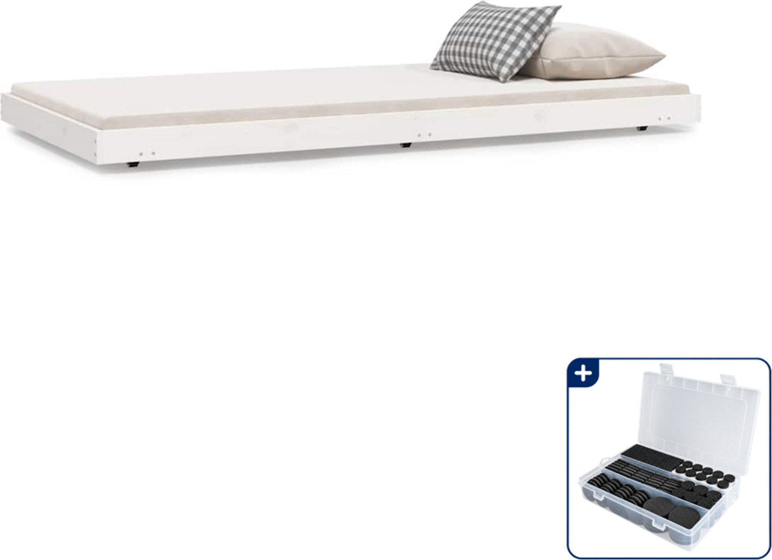vidaXL bedframe - 80 x 200 cm - massief grenenhout - wit - Inclusief antikrasvilt 177-delig
