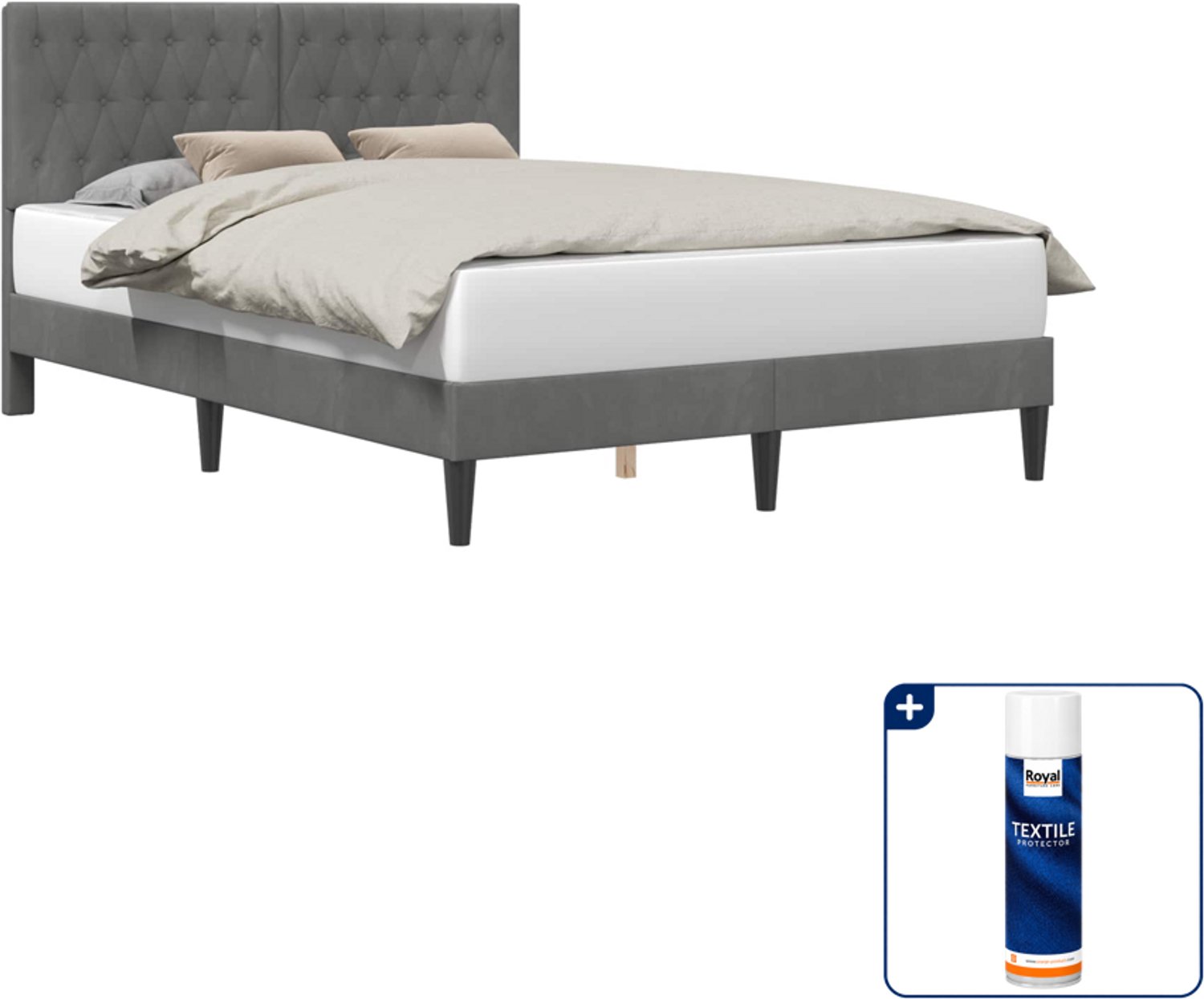 vidaXL bedframe - 120 x 200 cm - fluweel - donkergrijs - Inclusief textielbeschermer 500 ml