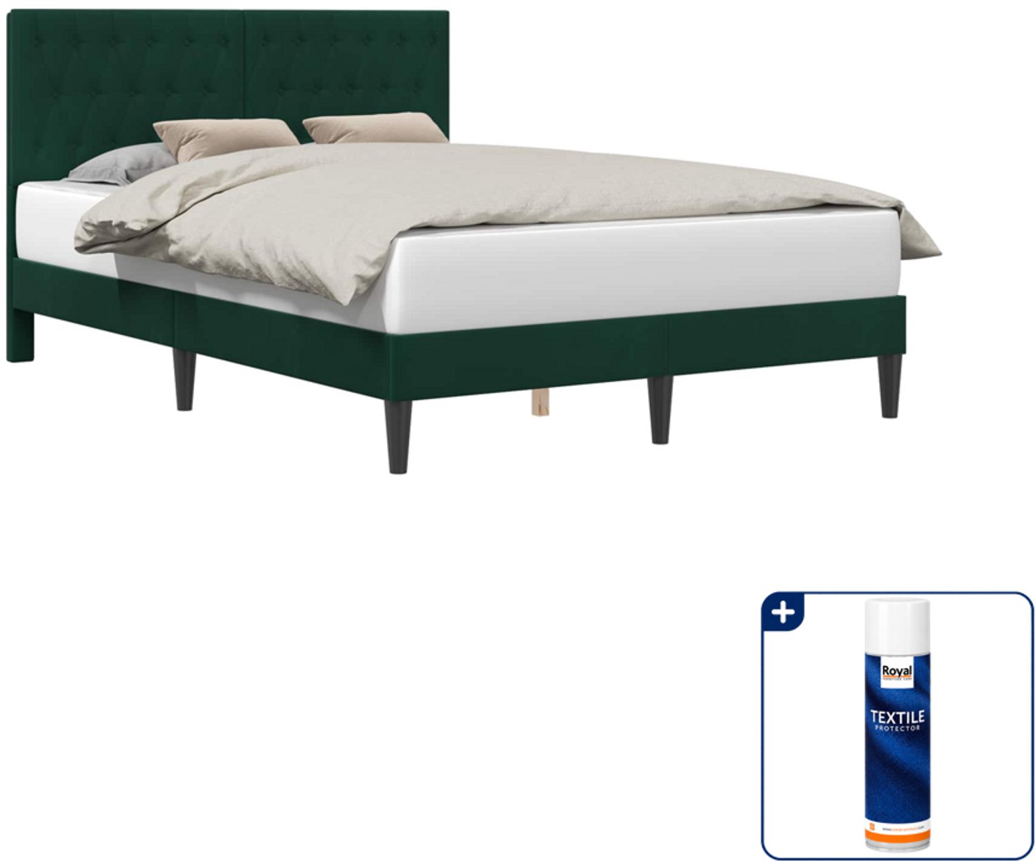 vidaXL bedframe - 120 x 200 cm - fluweel - donkergroen - Inclusief textielbeschermer 500 ml