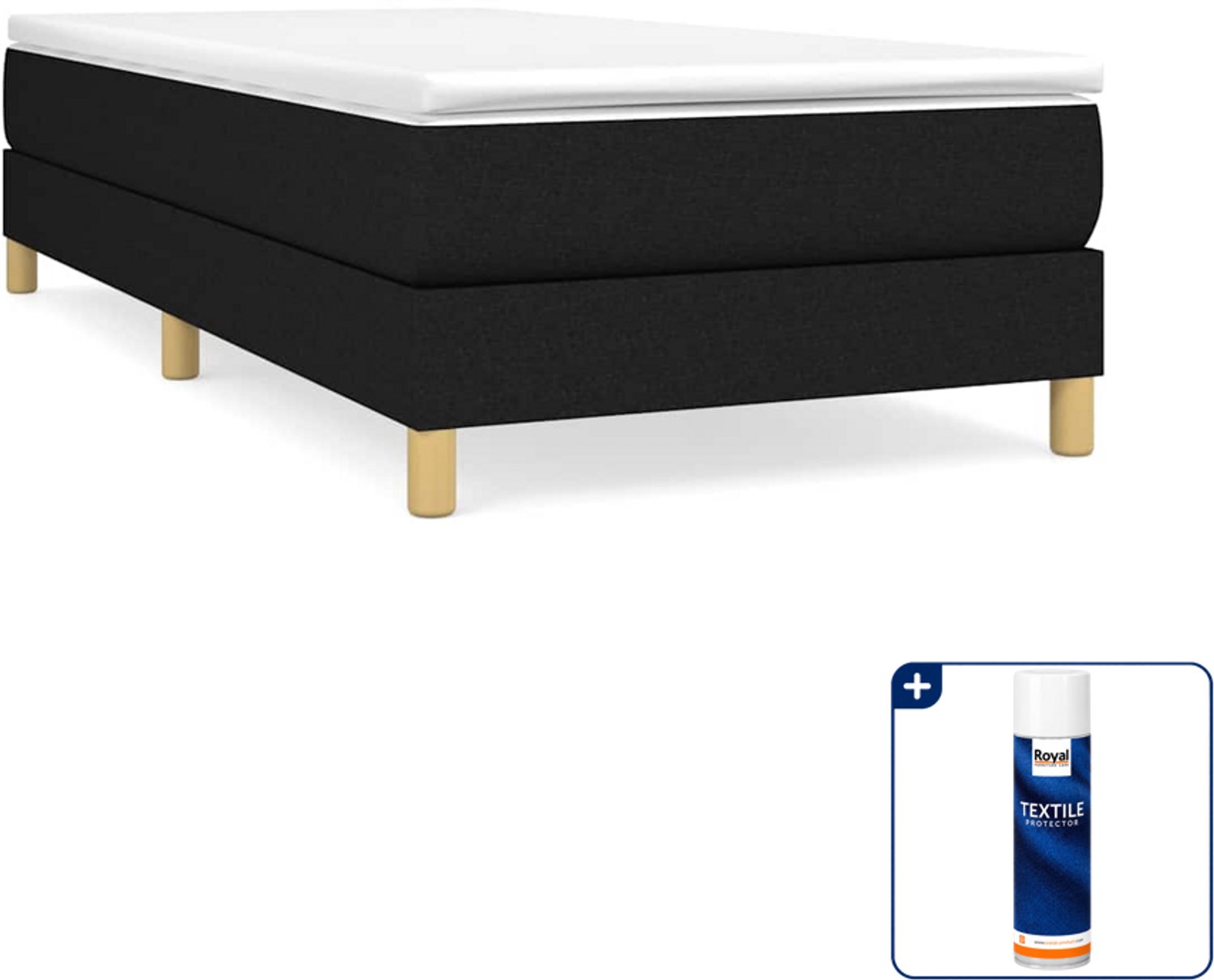 vidaXL boxspring met matras 100 x 200 cm - stof - zwart - Inclusief textielbeschermer 500 ml
