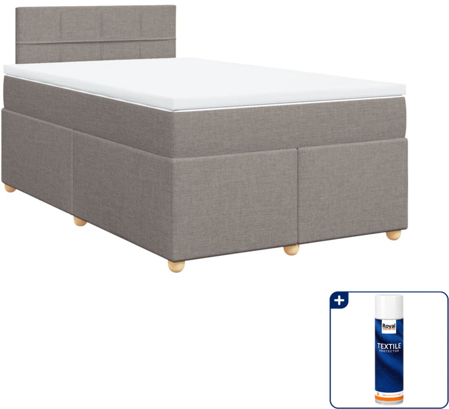 vidaXL boxspring met matras 120 x 200 cm - stof - taupe - Inclusief textielbeschermer 500 ml