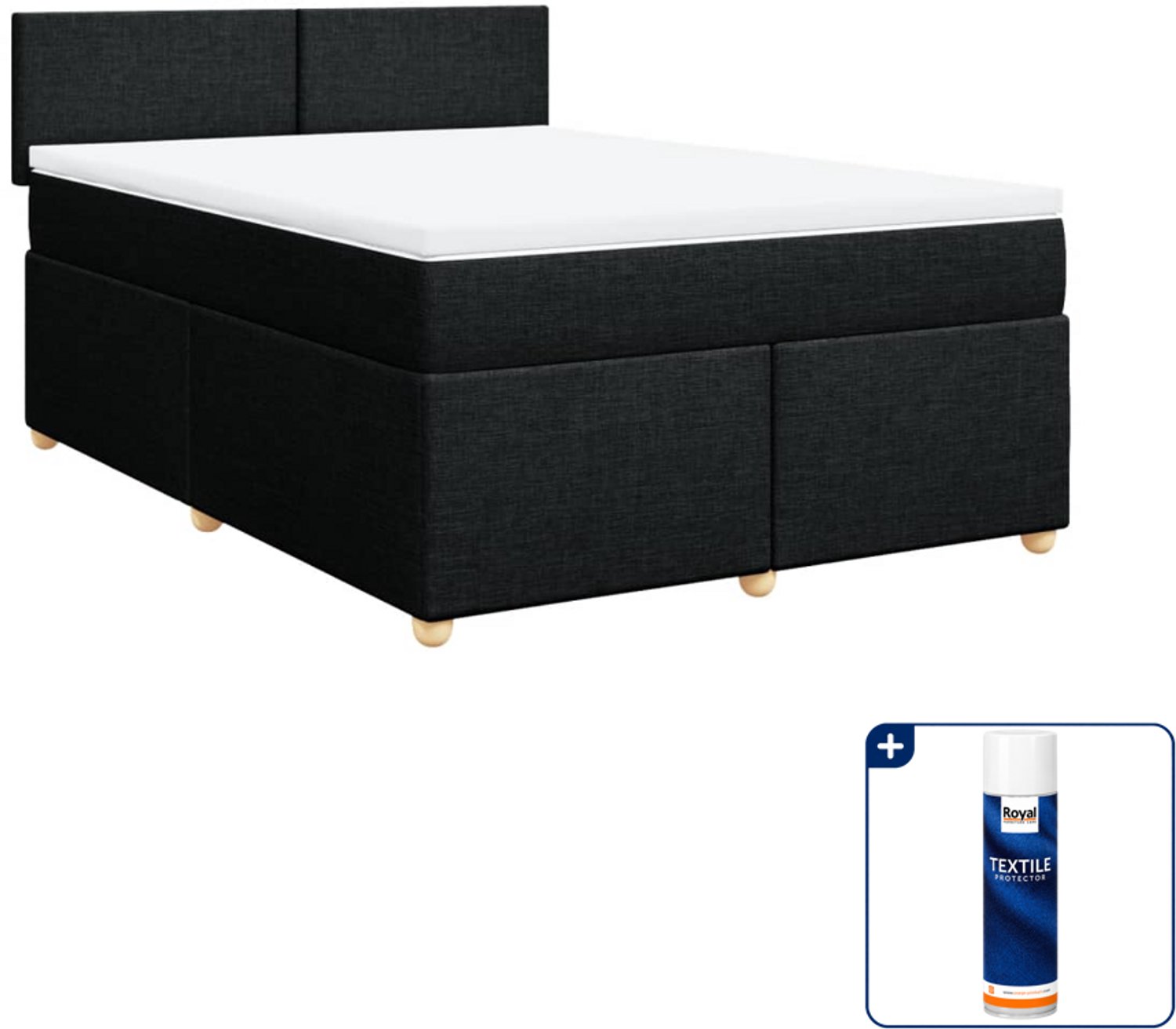 vidaXL boxspring Queensize - 160 x 200 cm - zwart - Inclusief textielbeschermer 500 ml