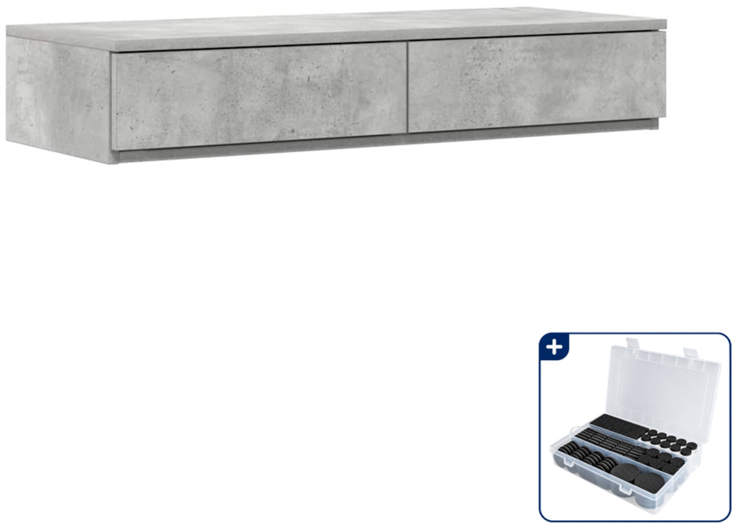 vidaXL opbergbedframe - 90 x 200 cm - beton grijs - Inclusief antikrasvilt 177-delig