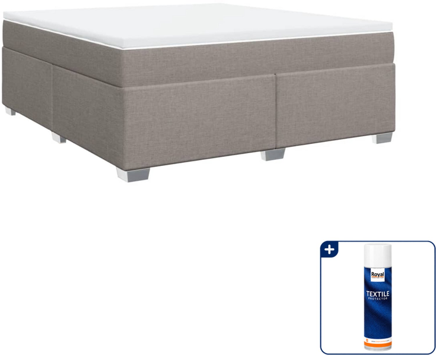 vidaXL Kingsize boxspring met matras - 180 x 200 cm - taupe - Inclusief textielbeschermer 500 ml