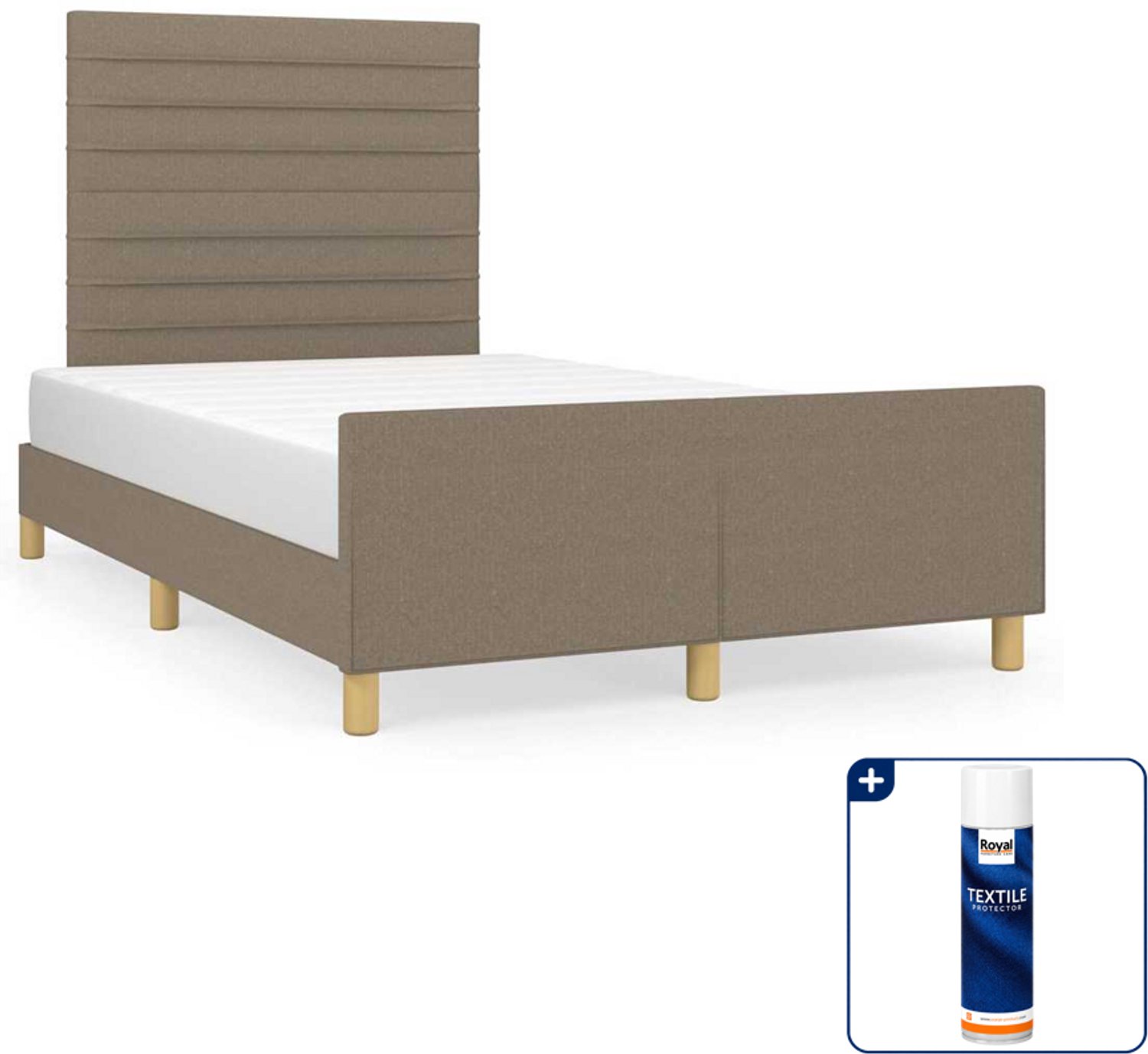 vidaXL bedframe - 120 x 200 cm - stof - taupe - Inclusief textielbeschermer 500 ml