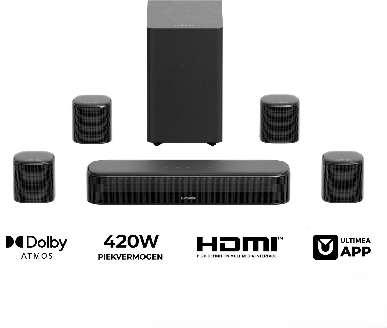 ULTIMEA 7.1 Soundbar Dolby Atmos met Subwoofer Zwart - ULTIMEA - €199,99