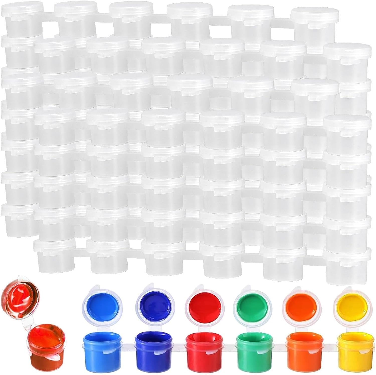 120 Strips 3ml Verfpotjes, 720 Mini Lege Verfbekers met Deksel voor Schilderen en Creatieve Projecten