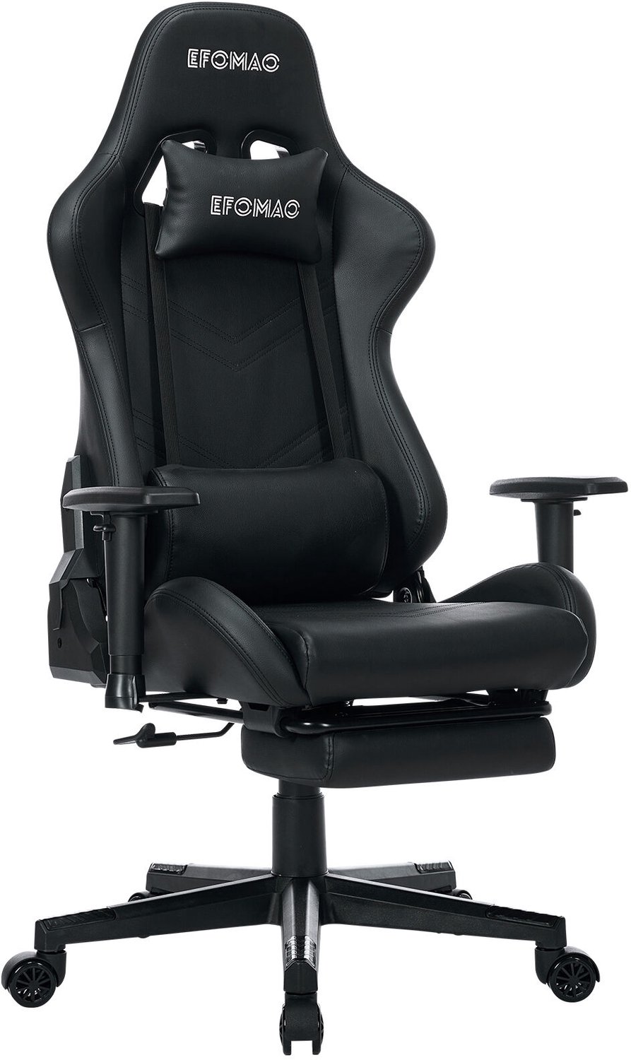 ZynoCore Gaming Stoel – Ergonomische Gaming Chair – Inclusief Voetsteun, Nekkussen & Lendenkussen – 155° Verstelbaar – 7cm Armleuningen – PU Lederen Gamestoel – 150 kg – Zwart – Bureaustoel – Racekuipstoel
