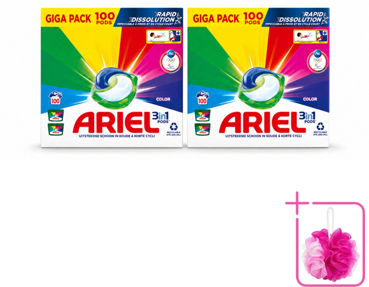 2 x Ariel - 3in1 Wasmiddel Pods - Color - 100 Pods - Bulkverpakking - Wasmiddel - Douchemop - Wasmiddel pods