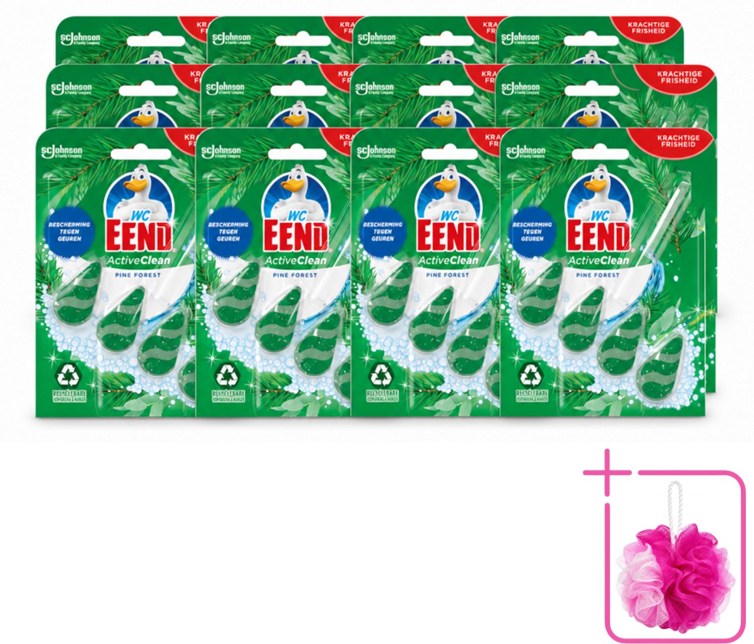 12 x WC Eend - Active Clean Pine Forest - Toiletblok - 1 Toiletblok - Bulkverpakking - Toiletblok - Douchemop - Reiniging toilet
