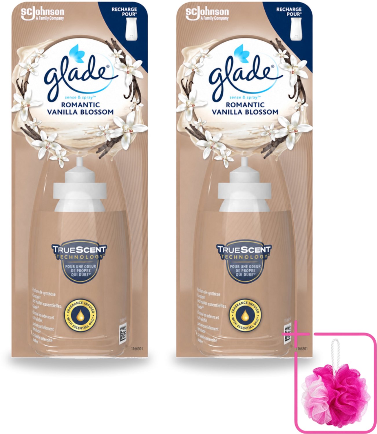 2 x Glade - Sense & Spray - Romantic Vanillebloesem - 18 ml - Bulkverpakking - Romantische geur - Douchemop - Geurafgifte