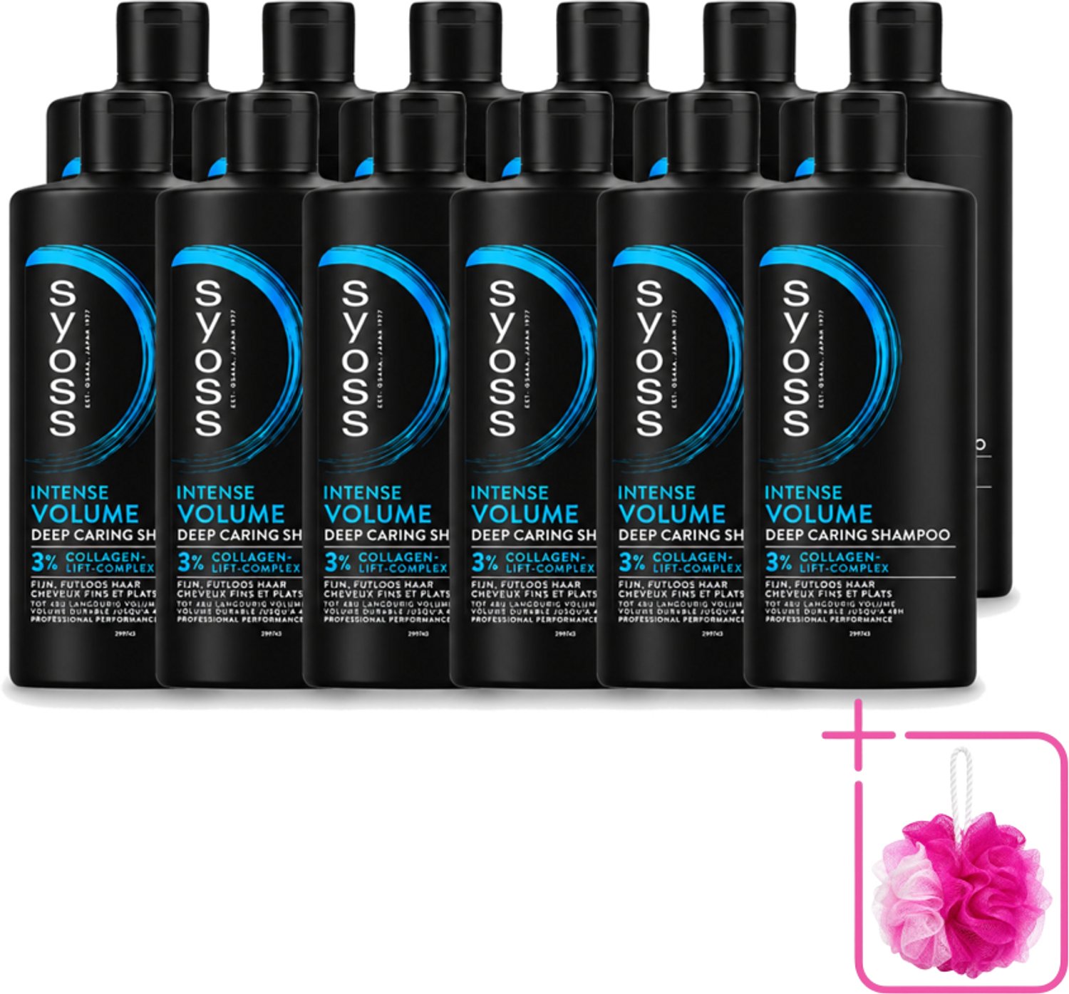 12 x SYOSS - Volume 440 ml - Shampoo - Voor Volumeboost - 440ml - Bulkverpakking - Volume shampoo - Douchemop - Volume boost