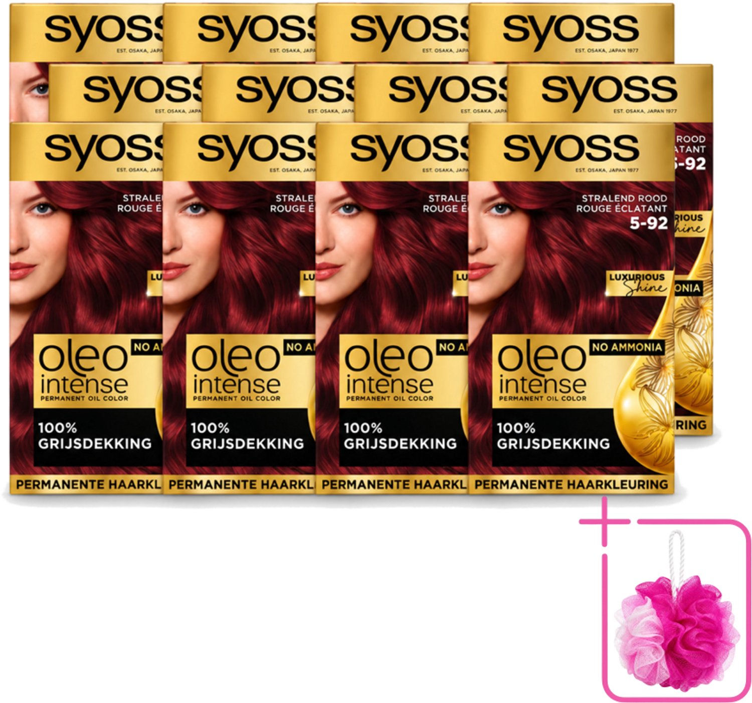 12 x SYOSS - Oleo Intense 5-92 - Haarverf - Permanente Haarkleuring - Stralend Rood - Langdurige Kleur - Bulkverpakking - Haarkleur - Douchemop - Rood