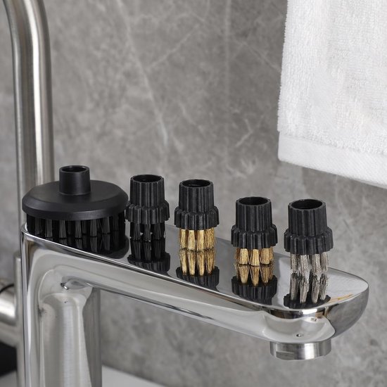 5 Stuks Delige Set Stoomreiniger Ronde Borstels Vervangbare Nylon Borstelkoppen voor Precieze Reiniging van Voegen Kieren Moeilijk Bereikbare Plekken Compatibel met Stoomreinigers — afbeelding 2