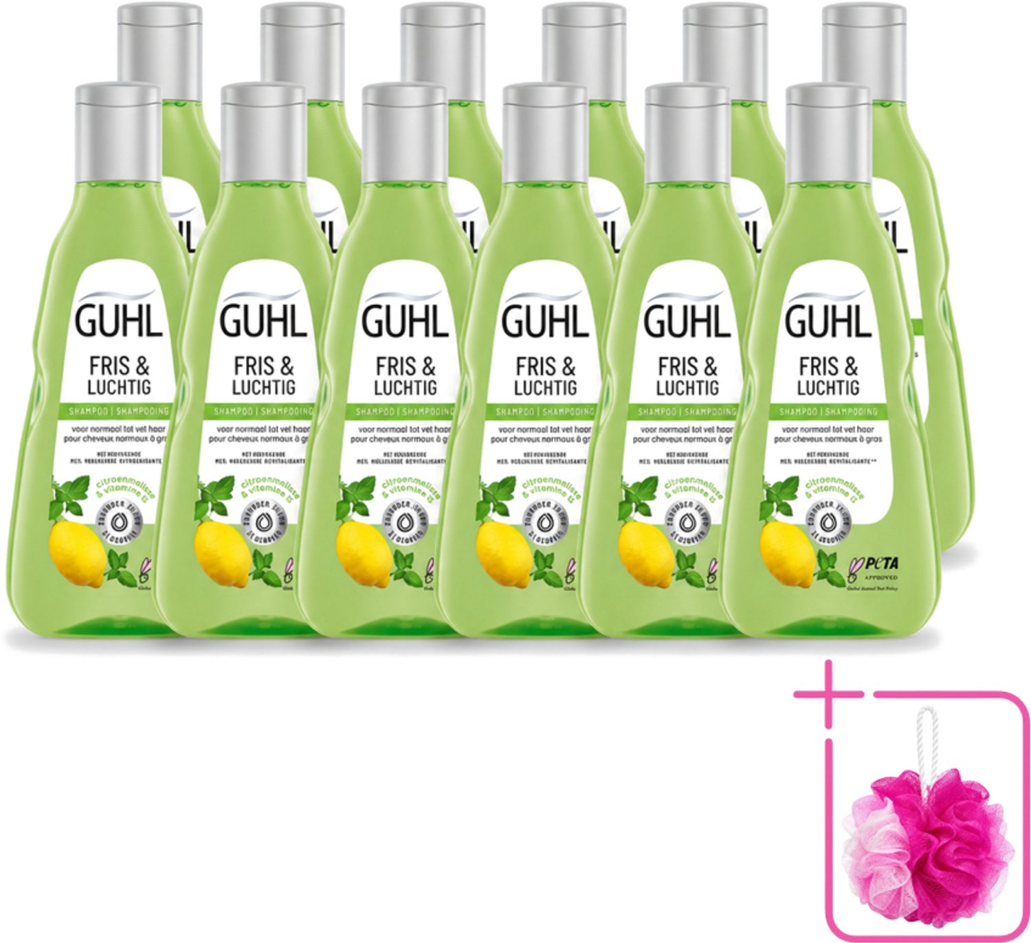 12 x Guhl - Shampoo - Fris & Luchtig - 250 ml - Bulkverpakking - Fris haar - Douchemop - Luchtig haar