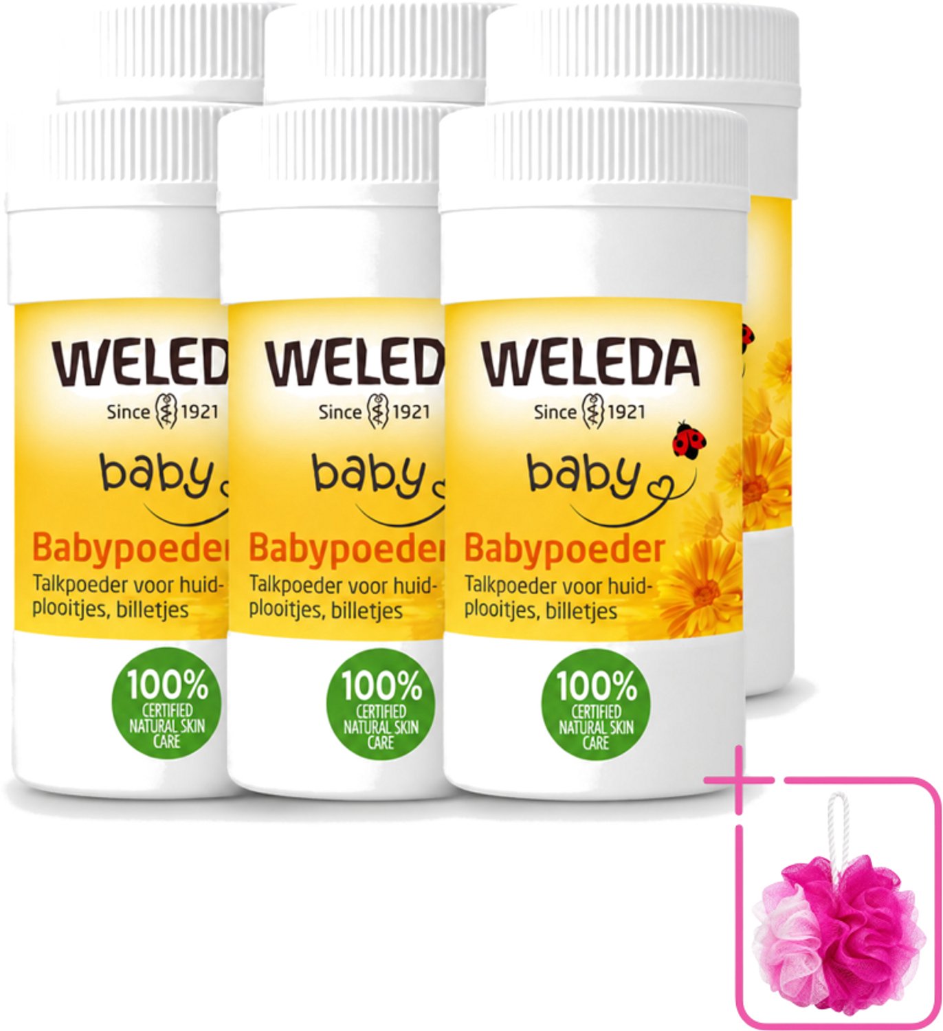 6 x WELEDA - Babypoeder - Baby & Kind Calendula - 20 g - Bulkverpakking - Babyhuid verzorging - Douchemop - Poeder voor babyhuid