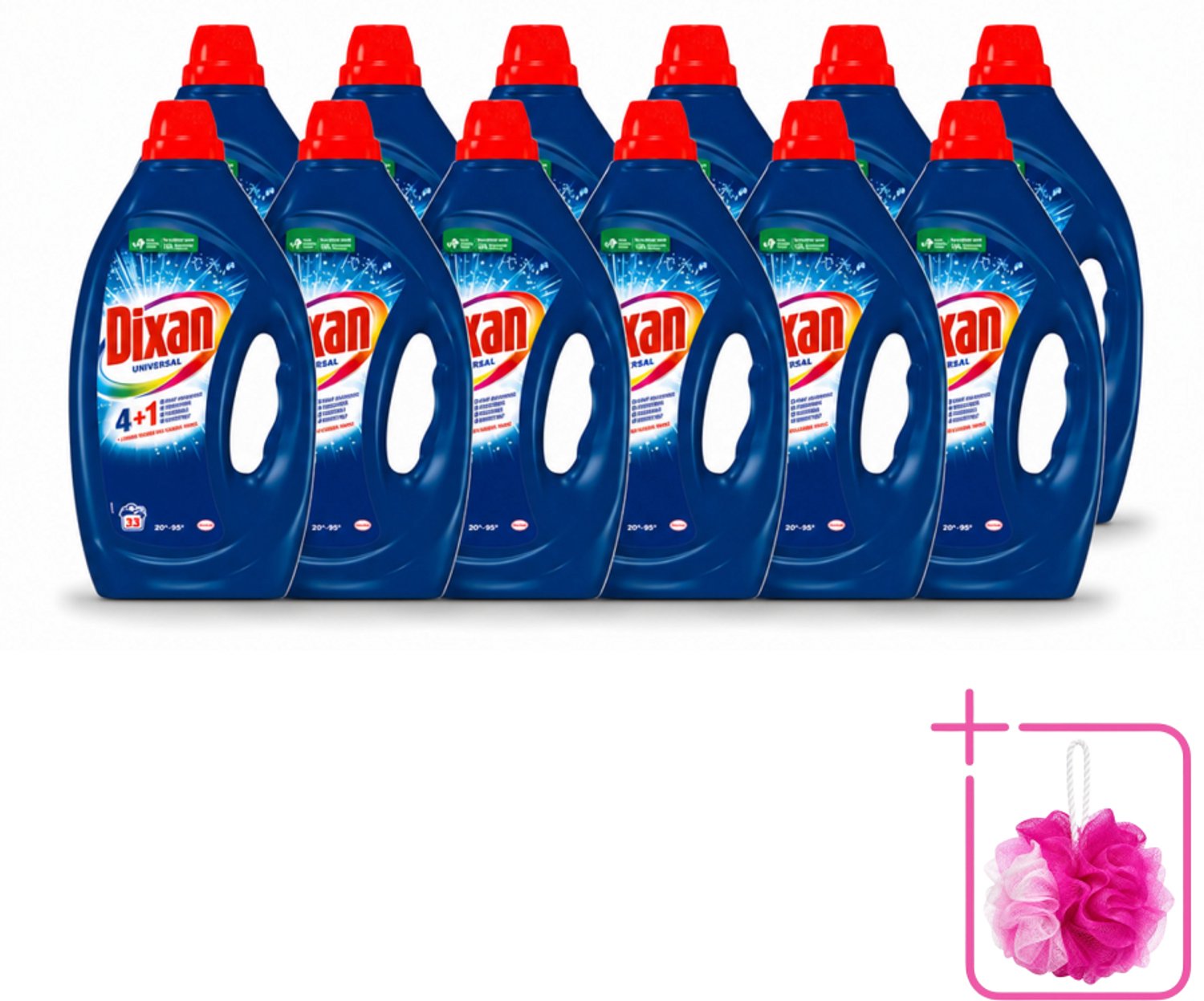 12 x Dixan - Vloeibaar wasmiddel - Universeel - 33 wasbeurten - Bulkverpakking - Wasmiddel - Douchemop - Vloeiend wasmiddel