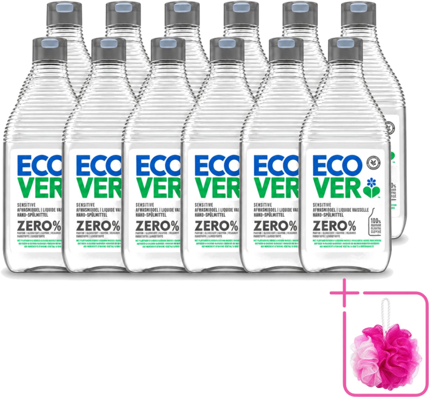 12 x Ecover - Afwasmiddel ZERO - Parfumvrij - 450 ml - Bulkverpakking - Afwasmiddel zonder geur - Hypoallergeen afwasmiddel