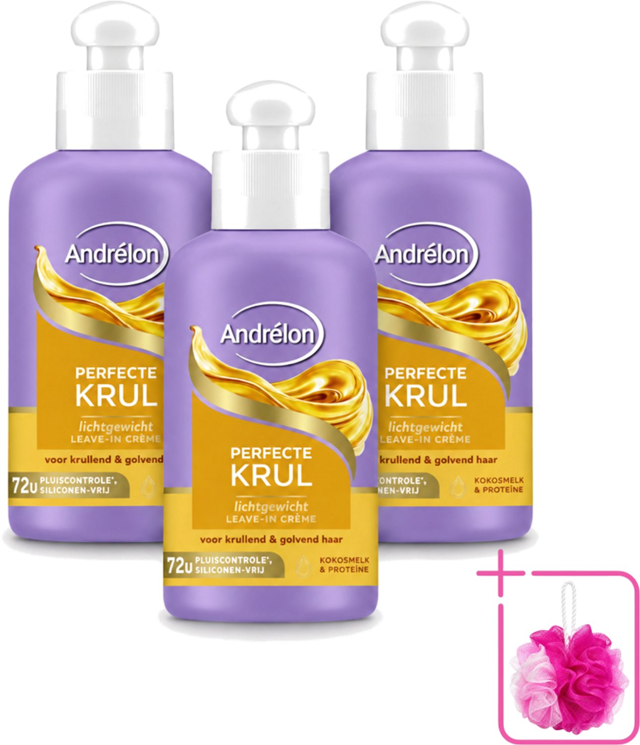 3 x Andrélon – Leave-In Crème – Perfecte Krul – 200 ml - Bulkverpakking - Krullen verzorgen - Douchemop - Krullen definiëren