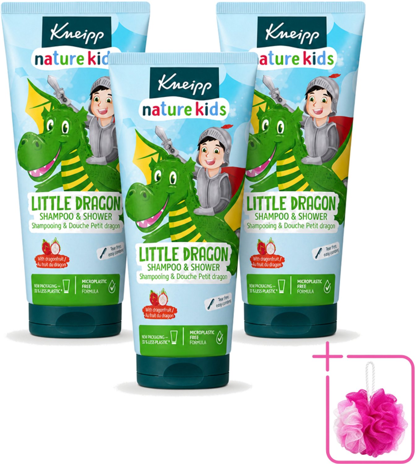 3 x Kneipp - Shampoo & Showergel - Little Dragon - 200 ml - Bulkverpakking - Kinderbad - Douchemop - Kinderhaar