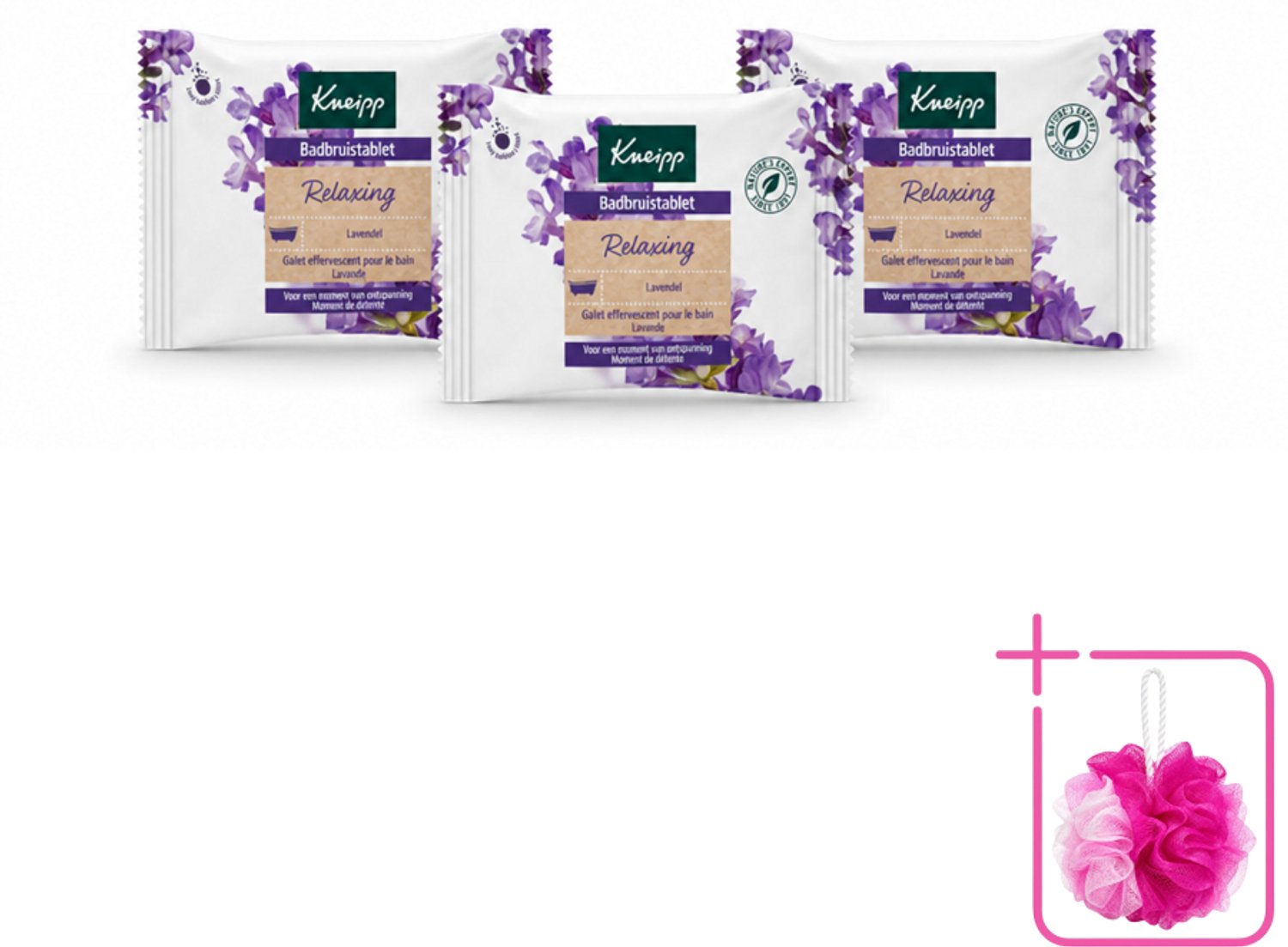 3 x Kneipp - Badbruistablet - Lavendel - Bulkverpakking - Badbruistablet lavendel - Douchemop - Ontspanning