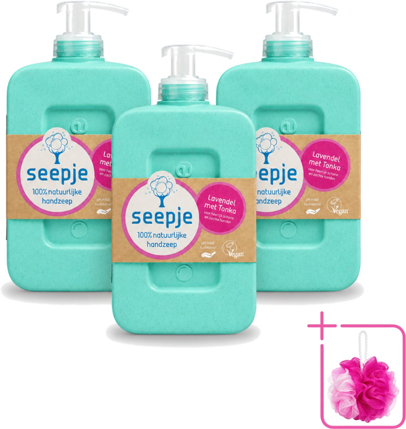 3 x Seepje - Handzeep - Zachte Geur - Lavendel met Tonka - 300 ml - Bulkverpakking - Handzeep - Douchemop - Natuurlijke handzeep
