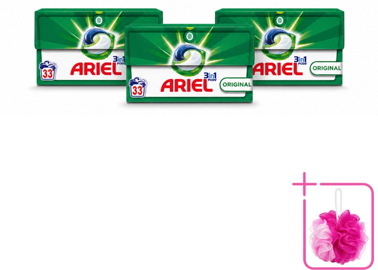 3 x Ariel - 3in1 Wasmiddel Pods - Original - 33 Pods - Bulkverpakking - Wasmiddel - Douchemop - Waspod