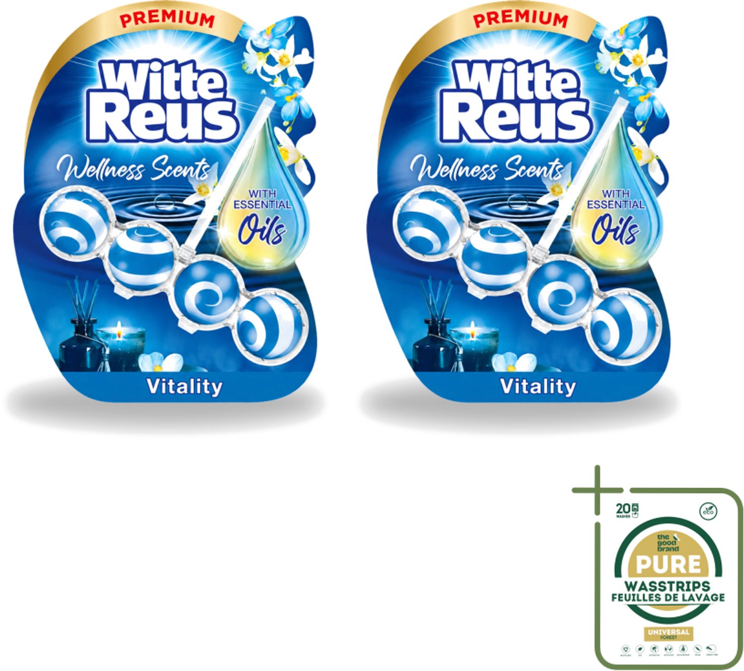 2 x Witte Reus - Wellness Scents Toiletblok - Vitality - 1 Toiletblok - Wasstrips - Toiletblok - Reiniging - Geur - Wellness - Anti-kalk