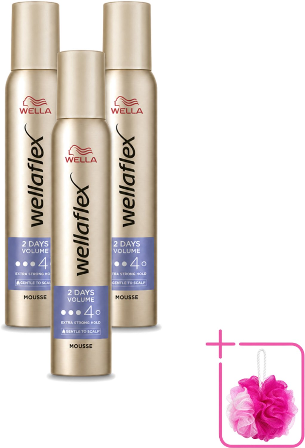 3 x Wella – Flex 2 Days Volume – Haarmousse – 200 ml - Bulkverpakking - 2 dagen volume - Douchemop - Haarmousse