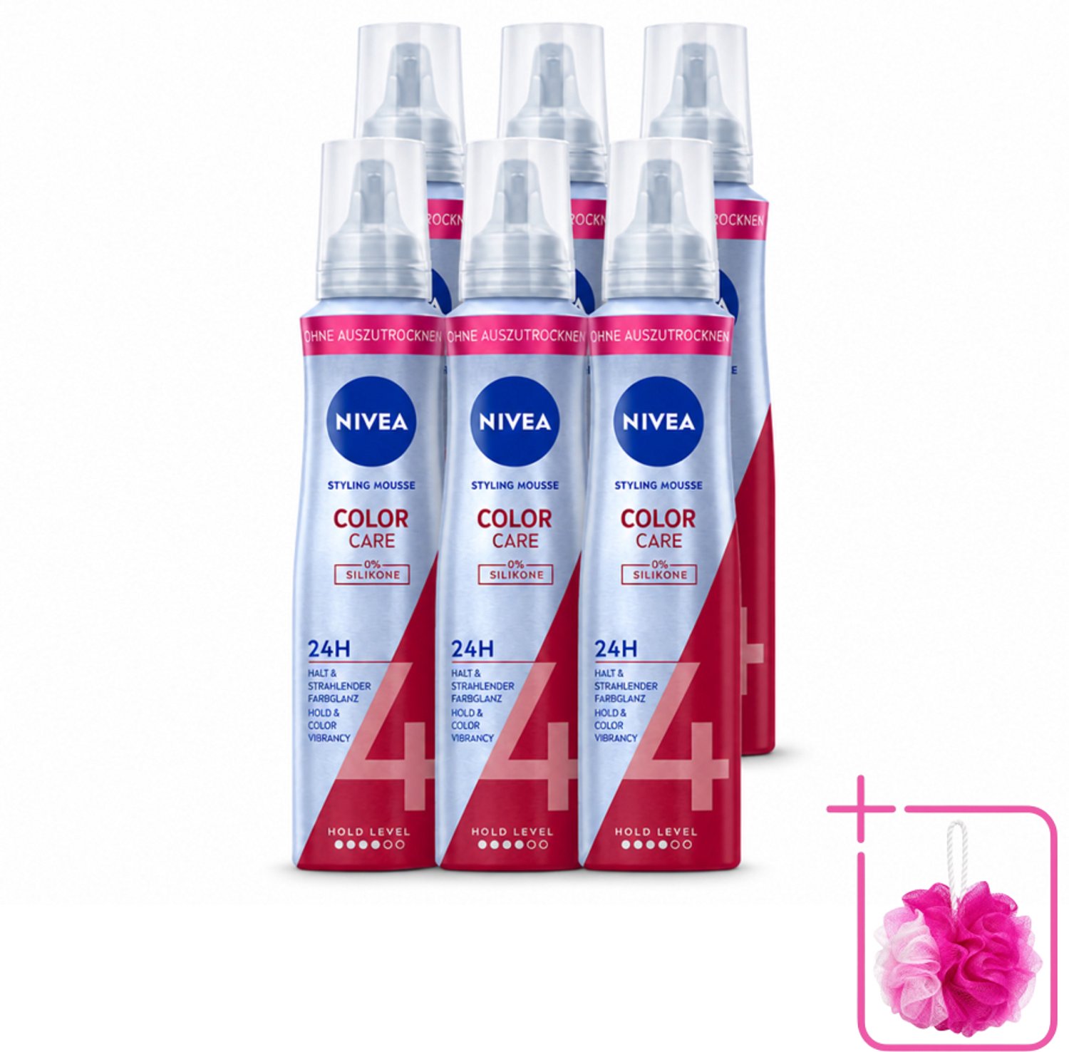 6 x NIVEA – Haarmousse – Color Care & Protect – 150 ml - Bulkverpakking - Haarkleur bescherming - Douchemop - Haarmousse