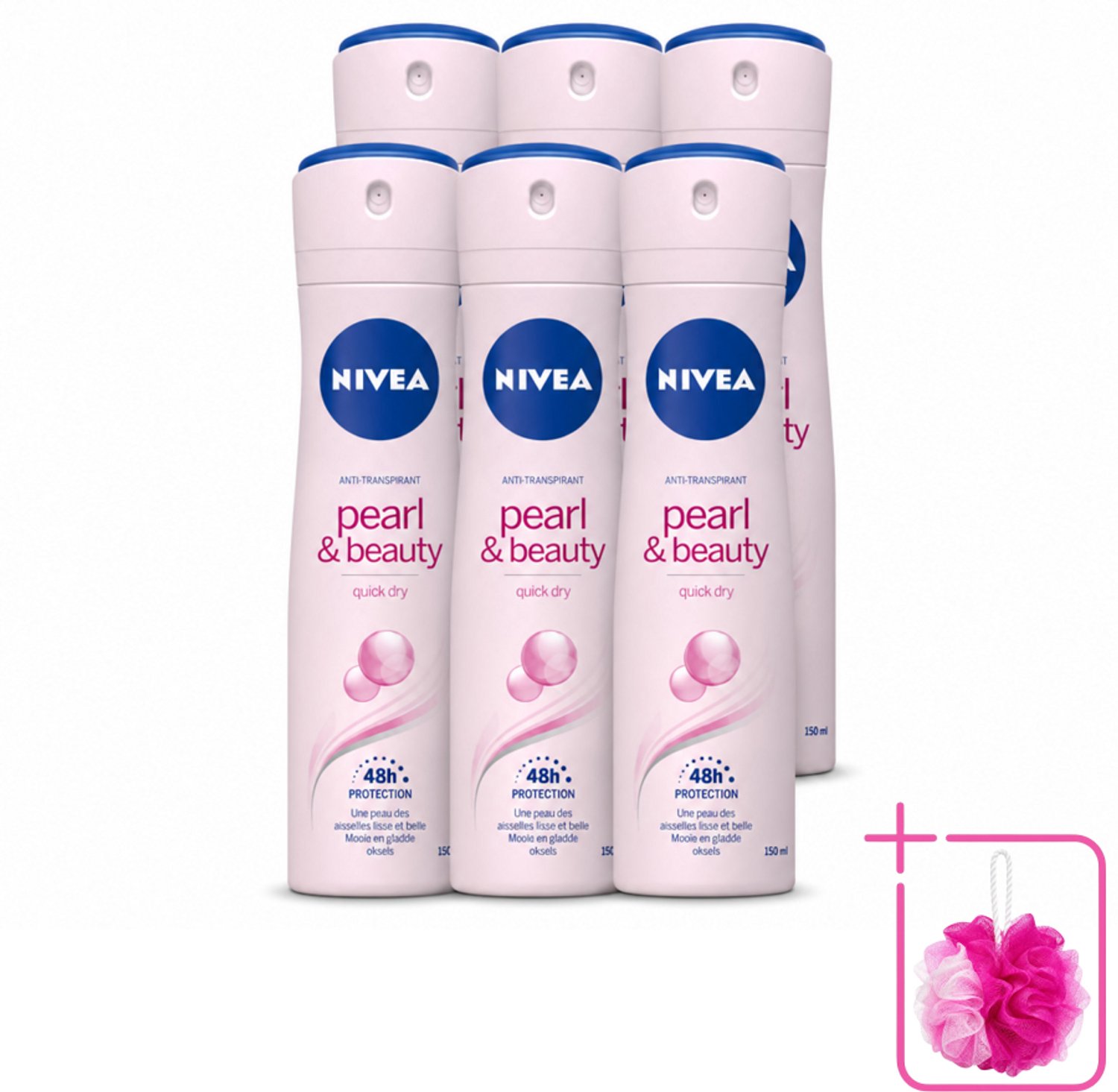 6 x NIVEA – Deodorant Spray – Pearl & Beauty – 150 ml - Bulkverpakking - Deodorant spray - Okselhuid verzorging