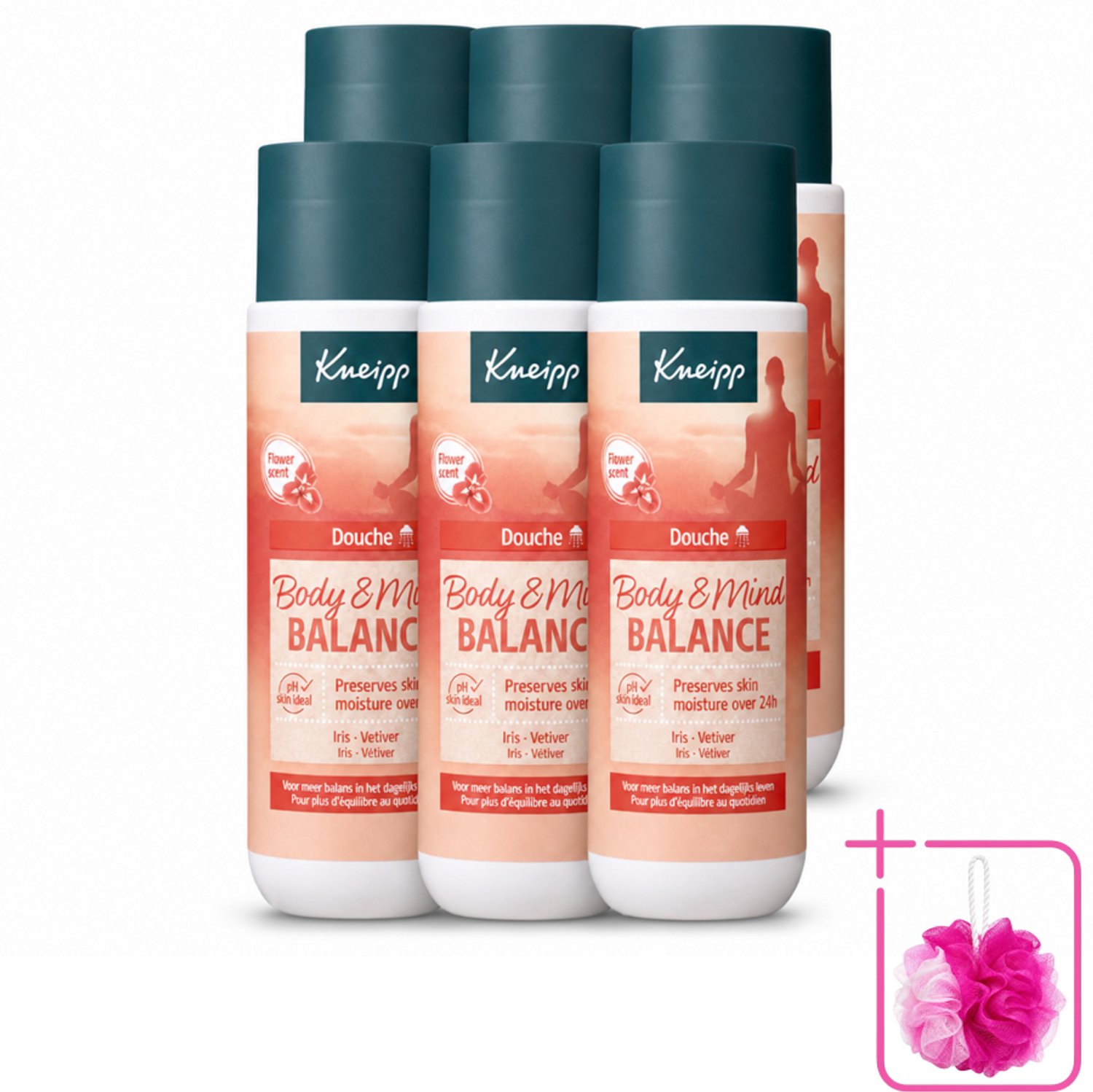 6 x Kneipp - Douchegel - Body & Mind Balance - 200 ml - Bulkverpakking - Douchegel - Douchemop - Balans
