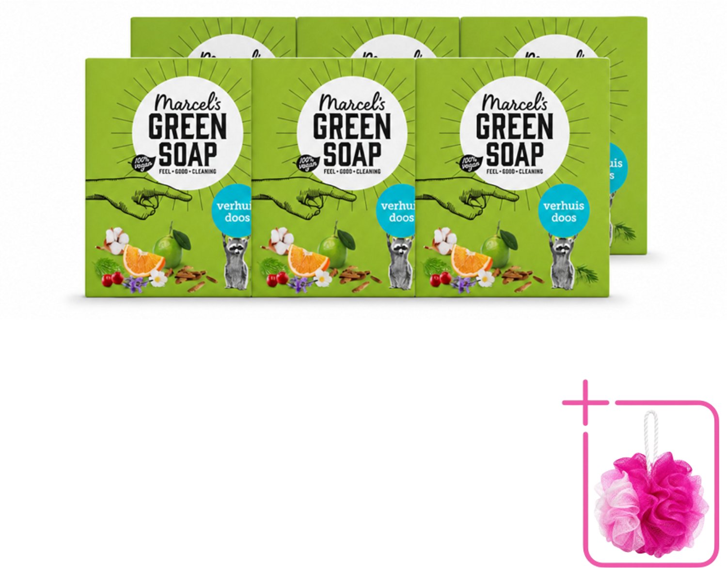 6 x Marcel's Green Soap - Verhuisdoos - Duurzaam Schoonmaken - Natuurlijke verzorging - 8 Zeepjes - Bulkverpakking - Verhuizing - Douchemop - Schoonmaken