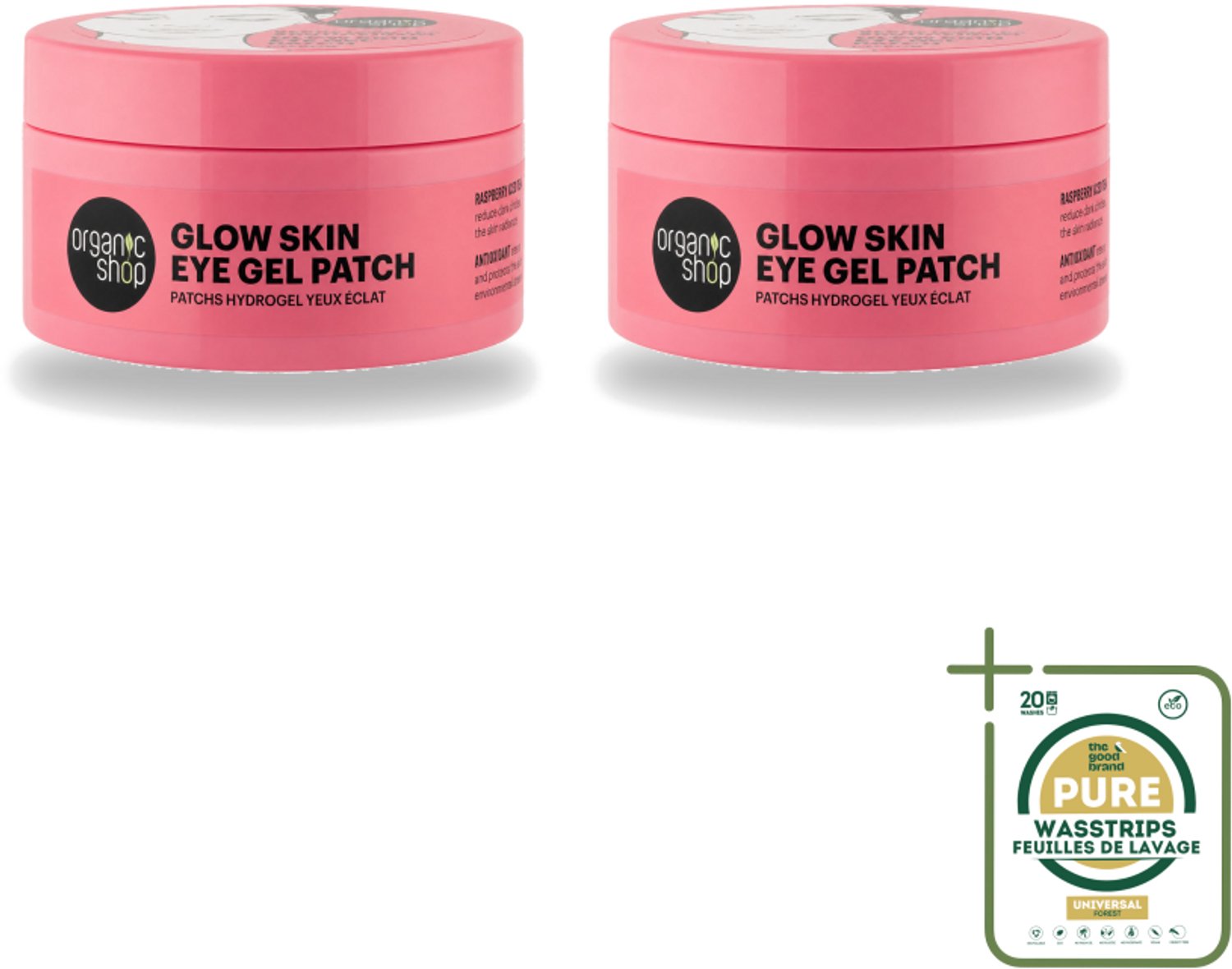 2 x Organic Shop - Eye Gel Patch Berry Iced Tea & Antioxidant - Kalmerend en Hydraterend - 60 Patches - Wasstrips - Oogverzorging - Wallen - Vermoeidheid - Hydratatie - Antioxidanten