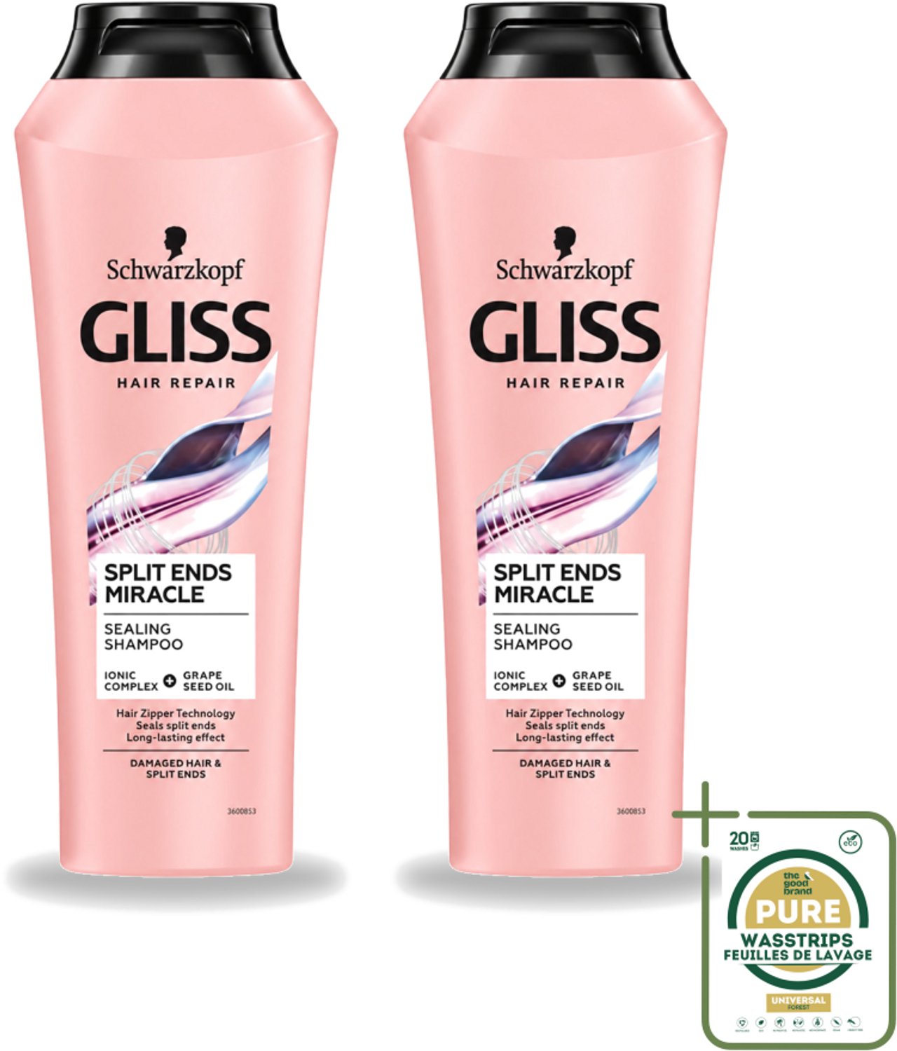 2 x Gliss - Shampoo - Split Hair Miracle - Voor Beschadigd Haar - 250 ml - Wasstrips - Haarverzorging - Gespleten Haarpunten - Beschadigd Haar - Haarherstel - Shampoo Voor Beschadigd Haar