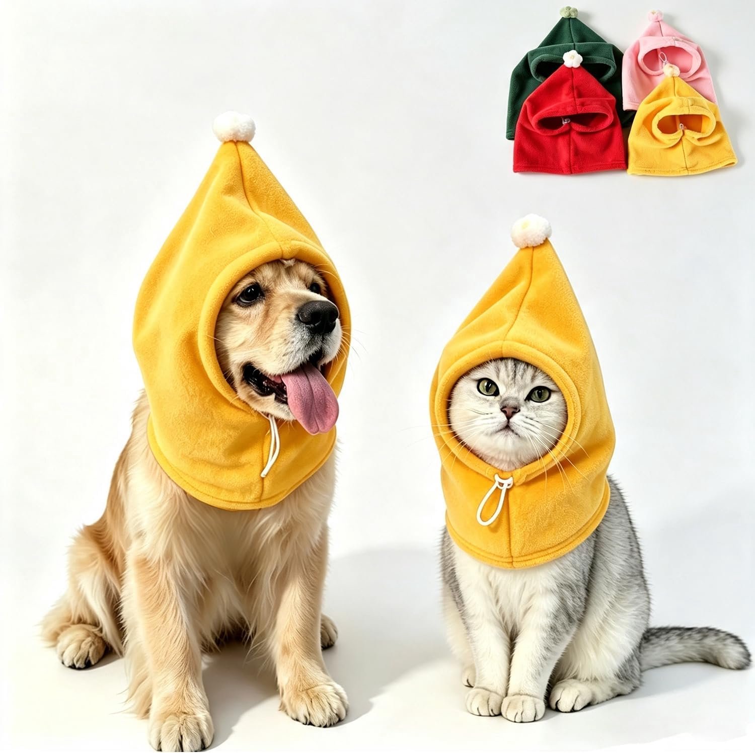 Hondenmuts voor de winter met oorwarmer en trekkoord, thermische nekwarmer voor kleine honden, zacht en behaaglijk, ideaal voor wandelingen bij kou, geel: M