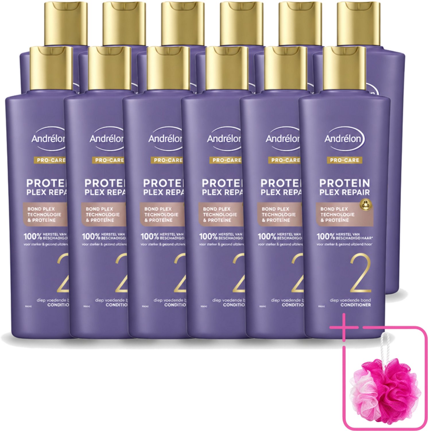 12 x Andrélon – Conditioner – Pro Care Protein Plex Repair – 250 ml - Bulkverpakking - Herstel haar - Beschadigd haar