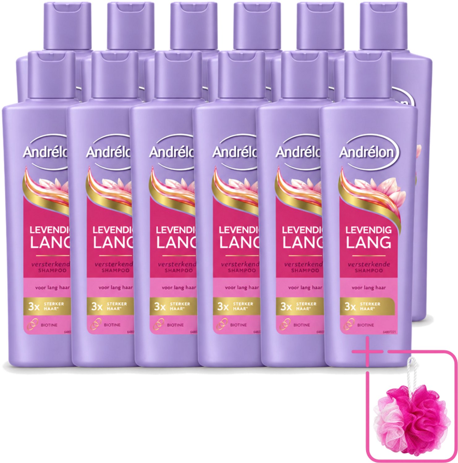 12 x Andrélon – Shampoo – Levendig Lang – 250 ml - Bulkverpakking - Lang haar verzorging - Douchemop - Haar versterken