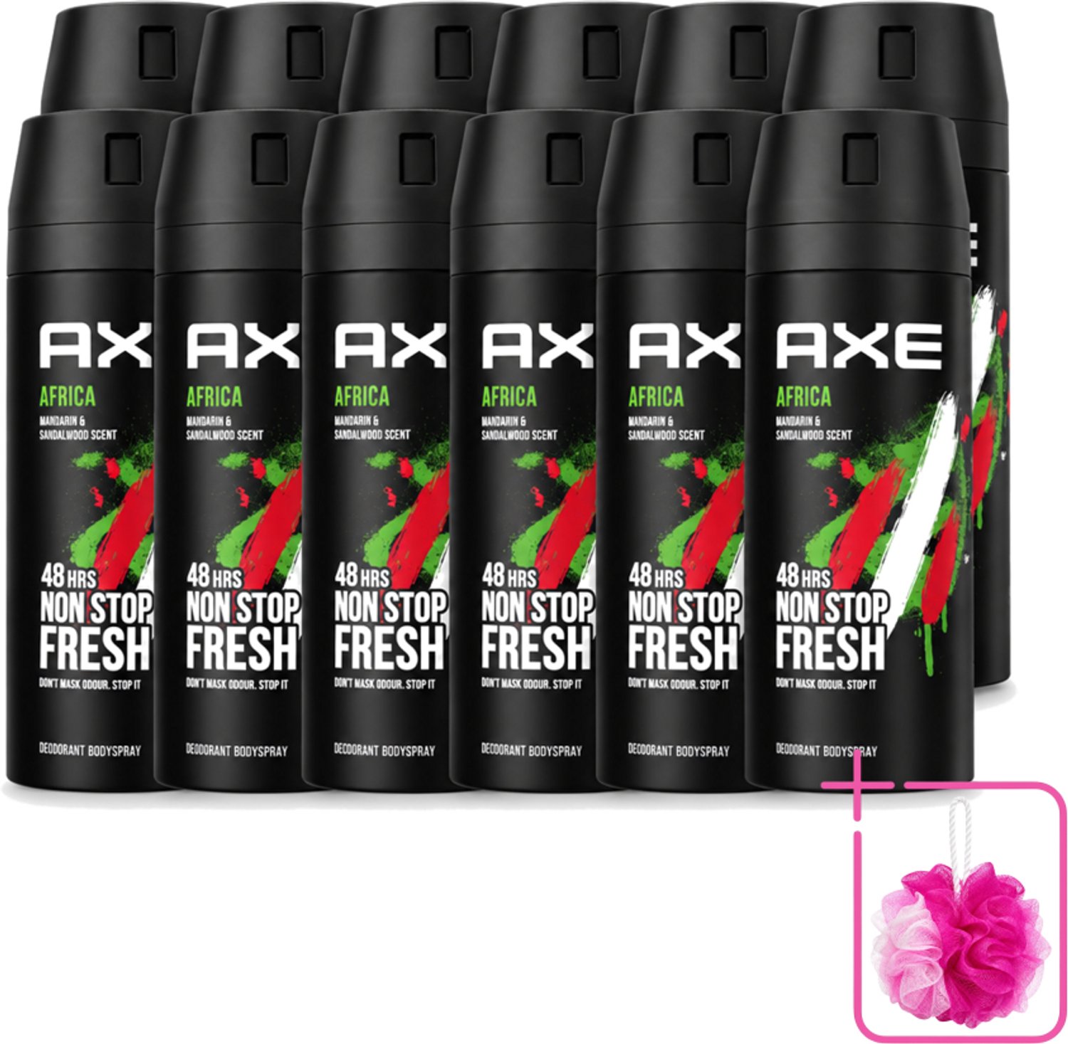 12 x Axe – Deodorant – Africa – 150 ml - Bulkverpakking - Afrikaanse geur - Douchemop - Frisheid