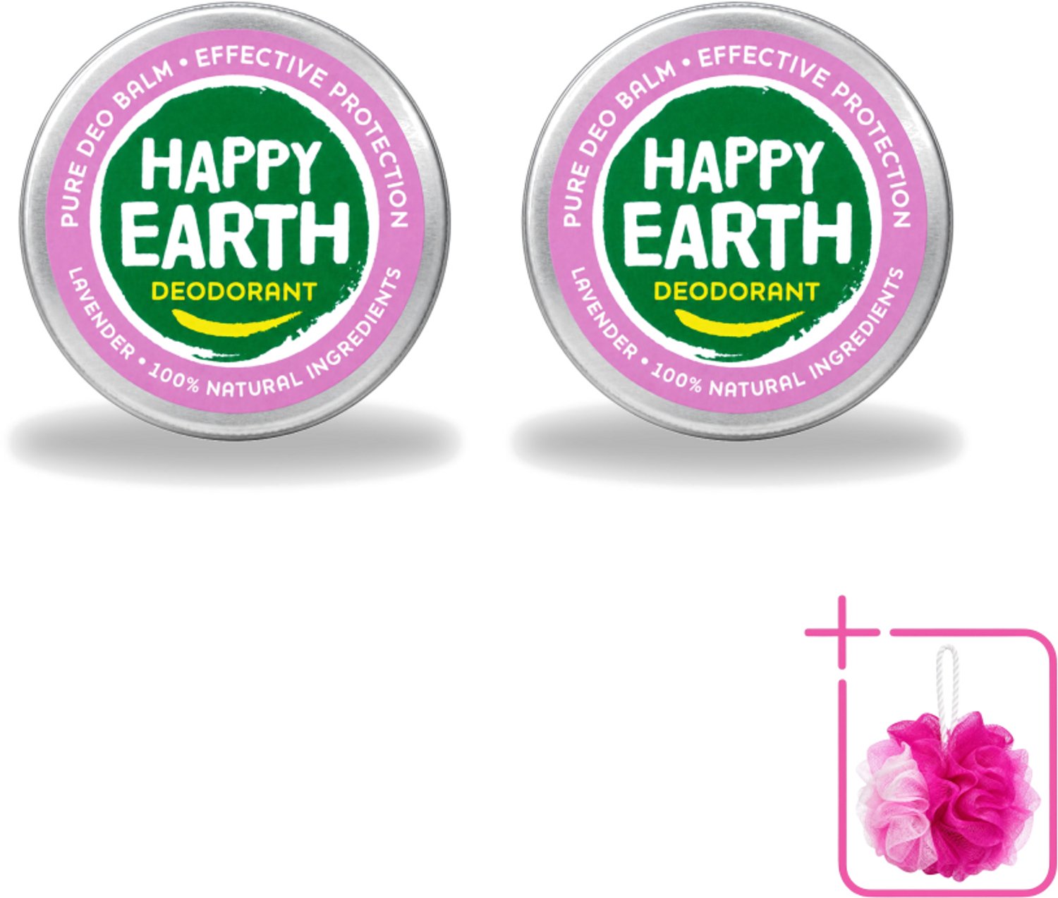 2 x Happy Earth – Deodorant Balm – 100% Natuurlijk Lavender – 45 g - Bulkverpakking - Natuurlijke deodorant - Douchemop - Frisse geur