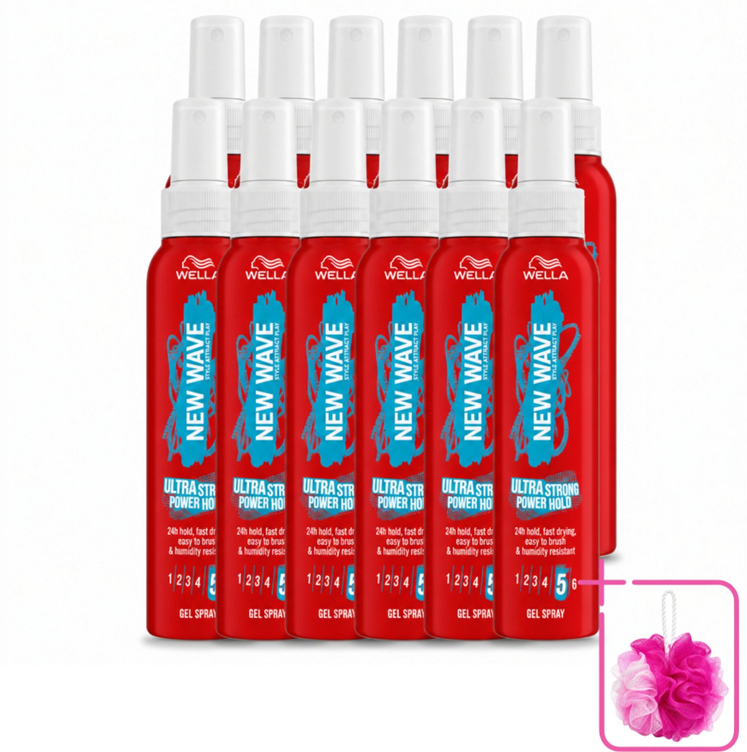 12 x Wella – New Wave Power Hold – Gelspray – 150 ml - Bulkverpakking - Kapsel stylen - Douchemop - Krachtige hold