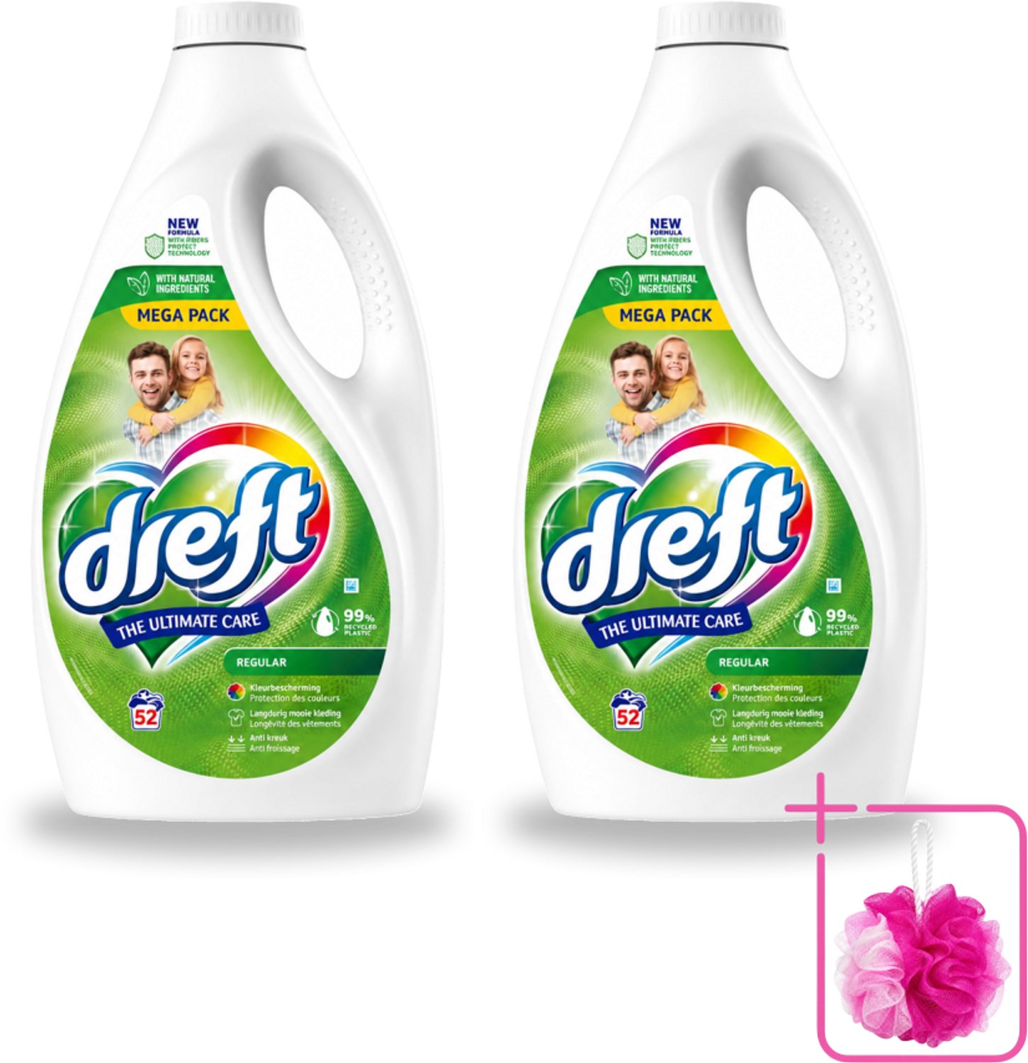 2 x Dreft – Regular – Vloeibaar Wasmiddel – 2,34 liter – 52 wasbeurten - Bulkverpakking - Wasmiddel - Douchemop - Geconcentreerd wasmiddel