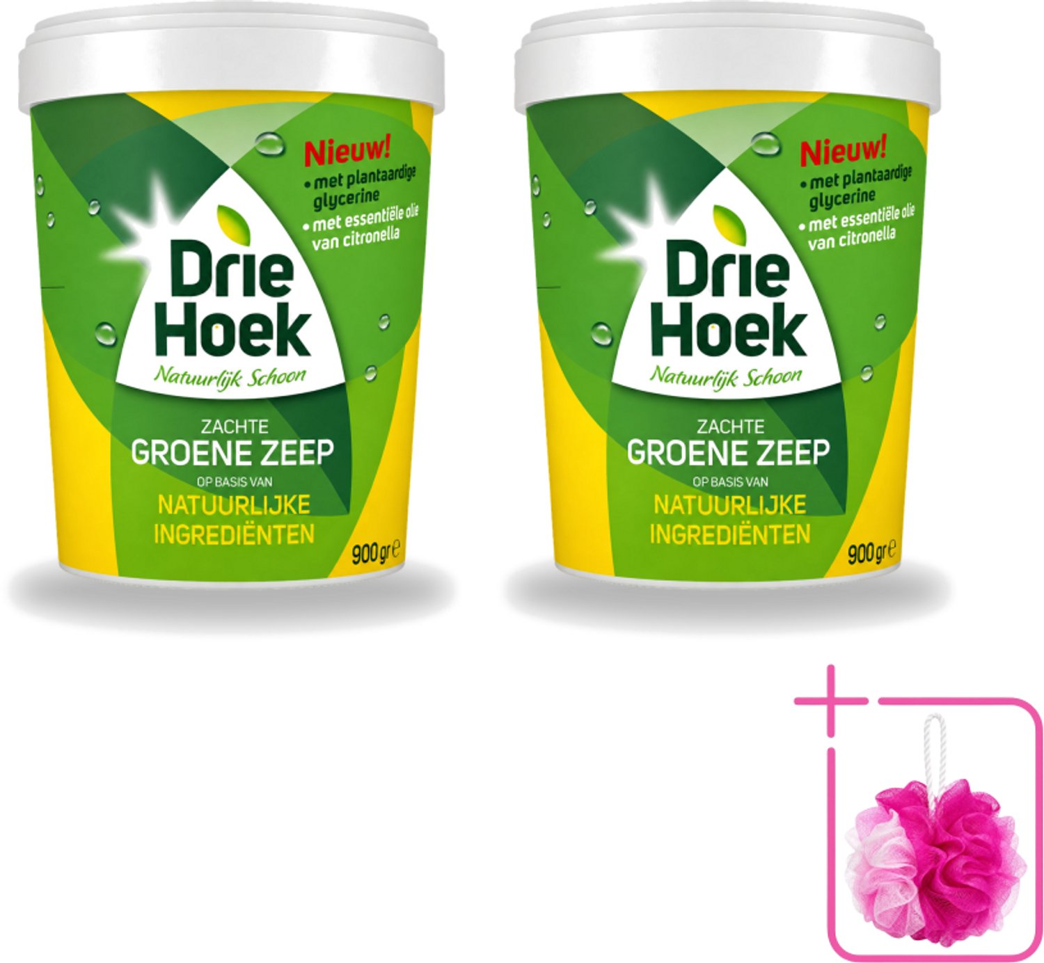 2 x Driehoek – Zachte Zeep – Groene Zeep – 900 gr - Bulkverpakking - Natuurlijke zeep - Reinigingsmiddel