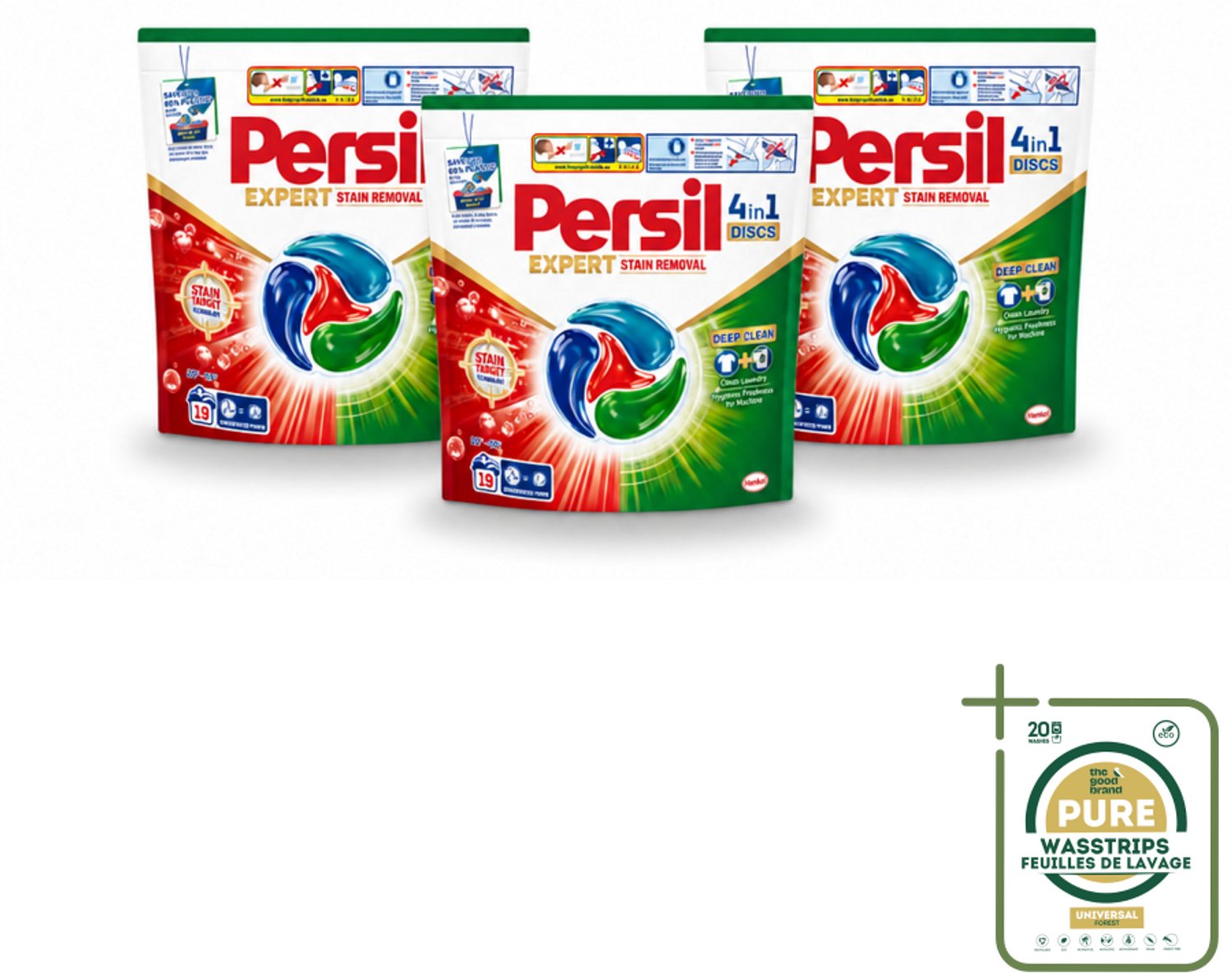 3 x Persil - Wasmiddelcapsules - Discs Stain Removal - 19 Capsules - Wasstrips - Vlekverwijdering - Wasmiddel - Wasmiddelcapsules - Diepe Reiniging - Stofreiniging