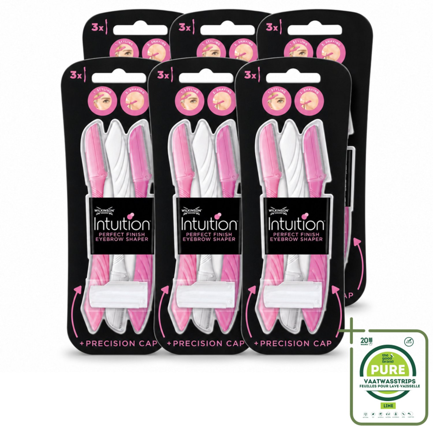 6 x Wilkinson Intuition - Navulmesjes - Wenkbrauw Shaper - Precisie - 3 mesjes - Grootverpakking - Wenkbrauw Shaper - Haartjes Verwijderen - Exfoliatie - Huid Verzorgen - Precisie
