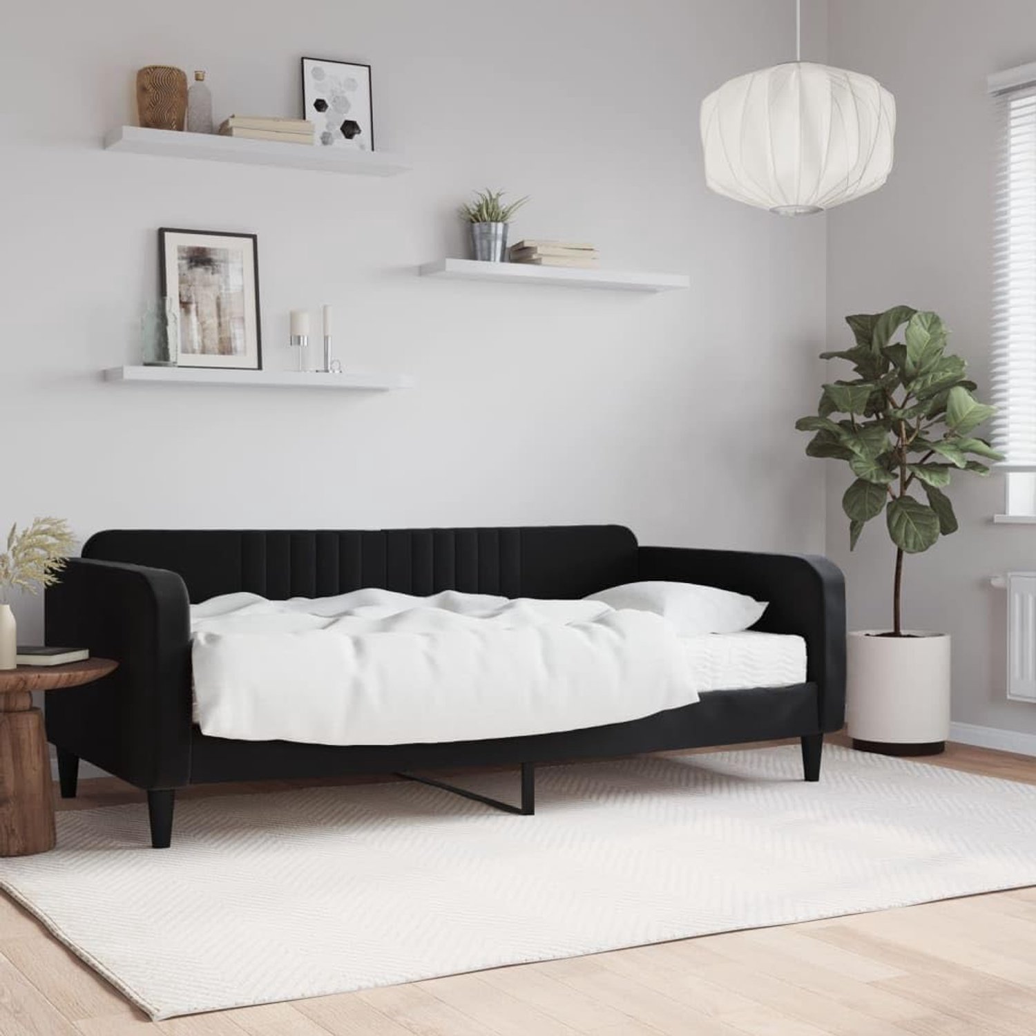 dagbed met matras zwart 90 x 190 cm fluweel Struttura del letto dell'hotel Telaio per Camera da letto Cornice da letto per soggiorno Adatto per Camera da letto